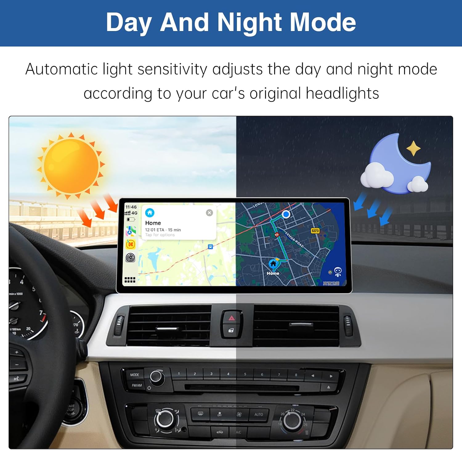 Detalle 2 de Road Top autoradio da 12,3 pollici per BMW Serie 3 e 4 F30/F31/F32 (2012–2015): CarPlay senza fili, Android Auto e MirrorLink