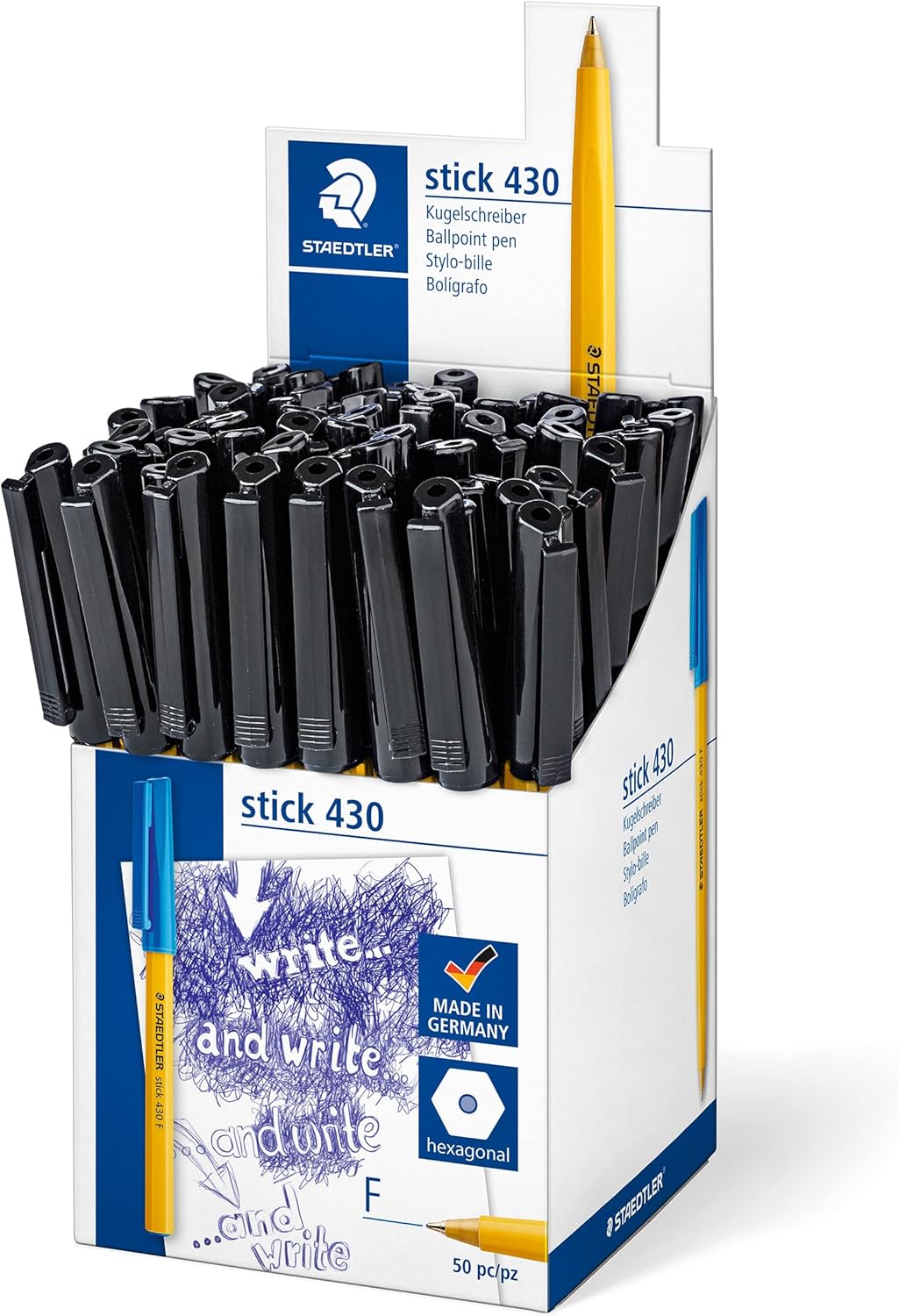 Detalle de Staedtler Stick 430 MS CP5 Ballpoint Pen – Medium Point (Assorted Colours) Box of 50