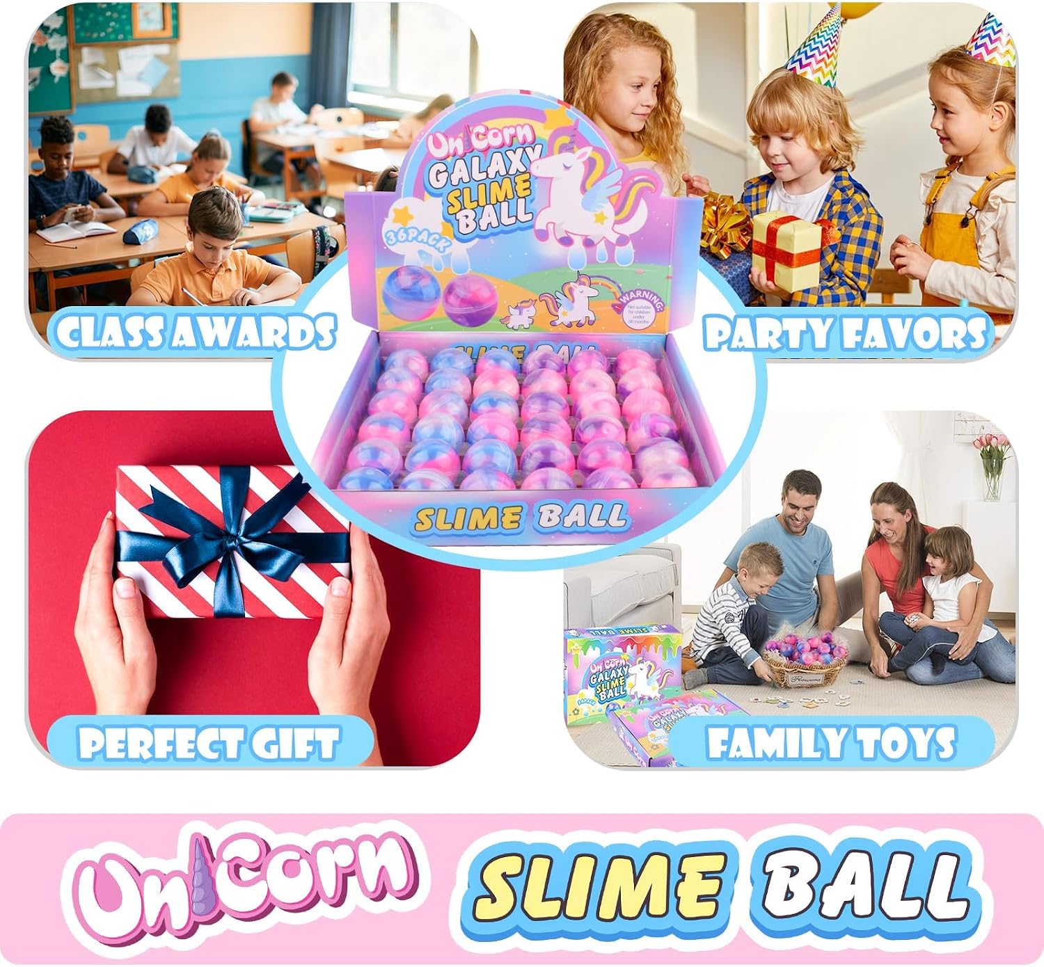 Thumbnail 6 de 36-Pack Unicorn Galaxy Slime Balls (non-sticky, mess-free) for kids and party goodie bags