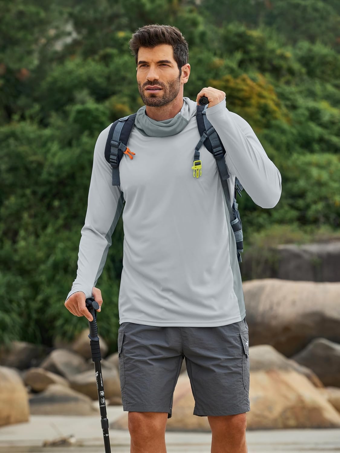 Thumbnail 6 de PINSPARK Men’s Sun Protection Hoodie with Mask UPF 50+ Long Sleeve Shirt for Fishing, Hiking & Outdoor Wear