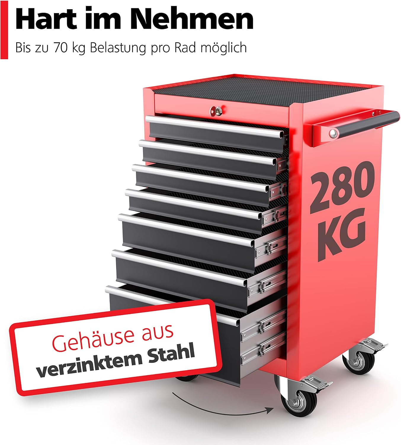 Thumbnail 3 de RAVN HAMAN 4er-Set Transportrollen 100 mm mit Bremse, Vollgummi – bis 70 kg pro Rad