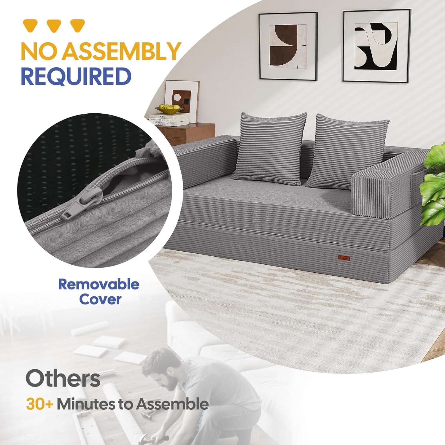 Thumbnail 6 de COMAX 4-in-1 Futon Sofa Bed: Space-Saving Convertible Couch for Small Living Spaces
