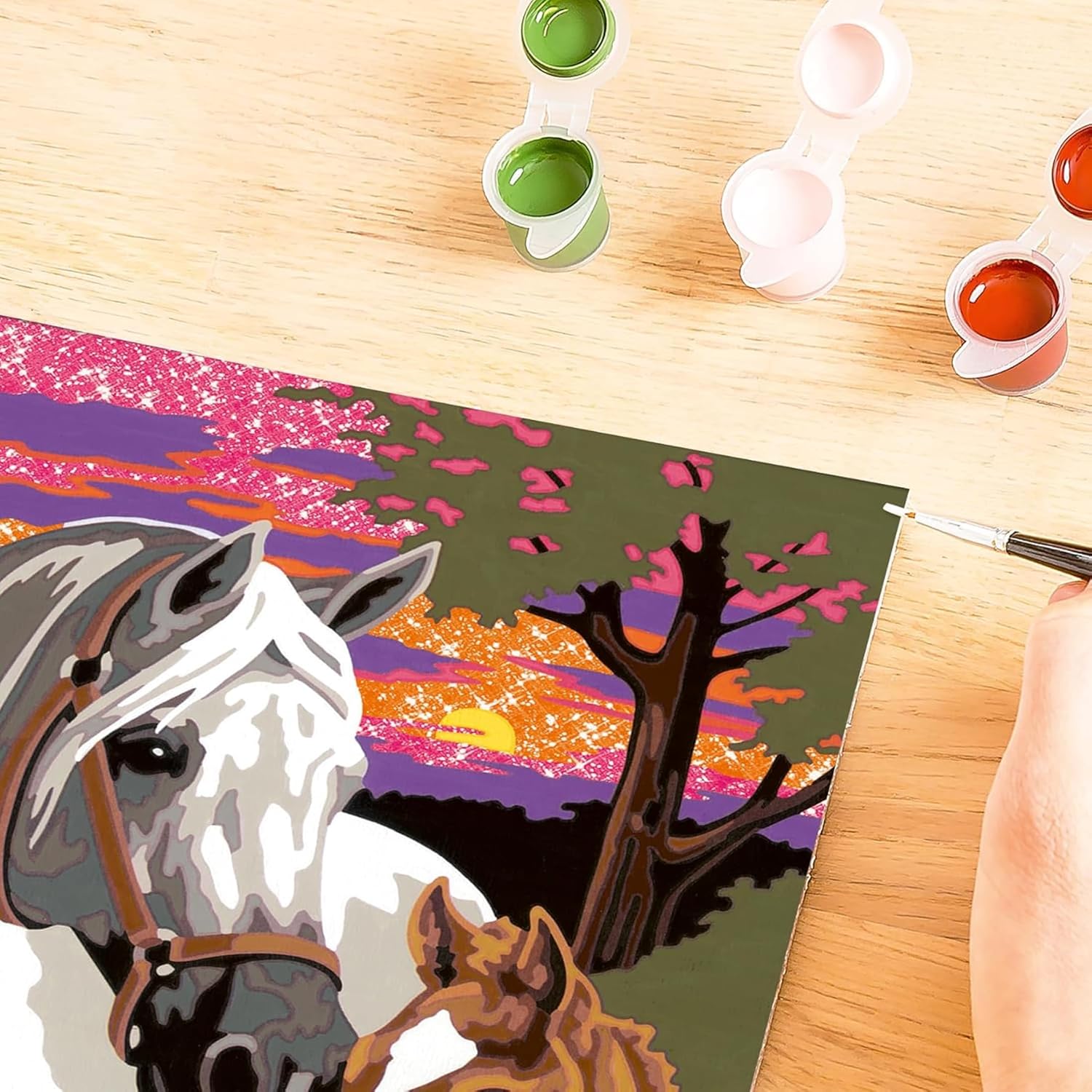 Detalle 2 de Ravensburger Creart Cavalli al tramonto 18x24 cm 🎨