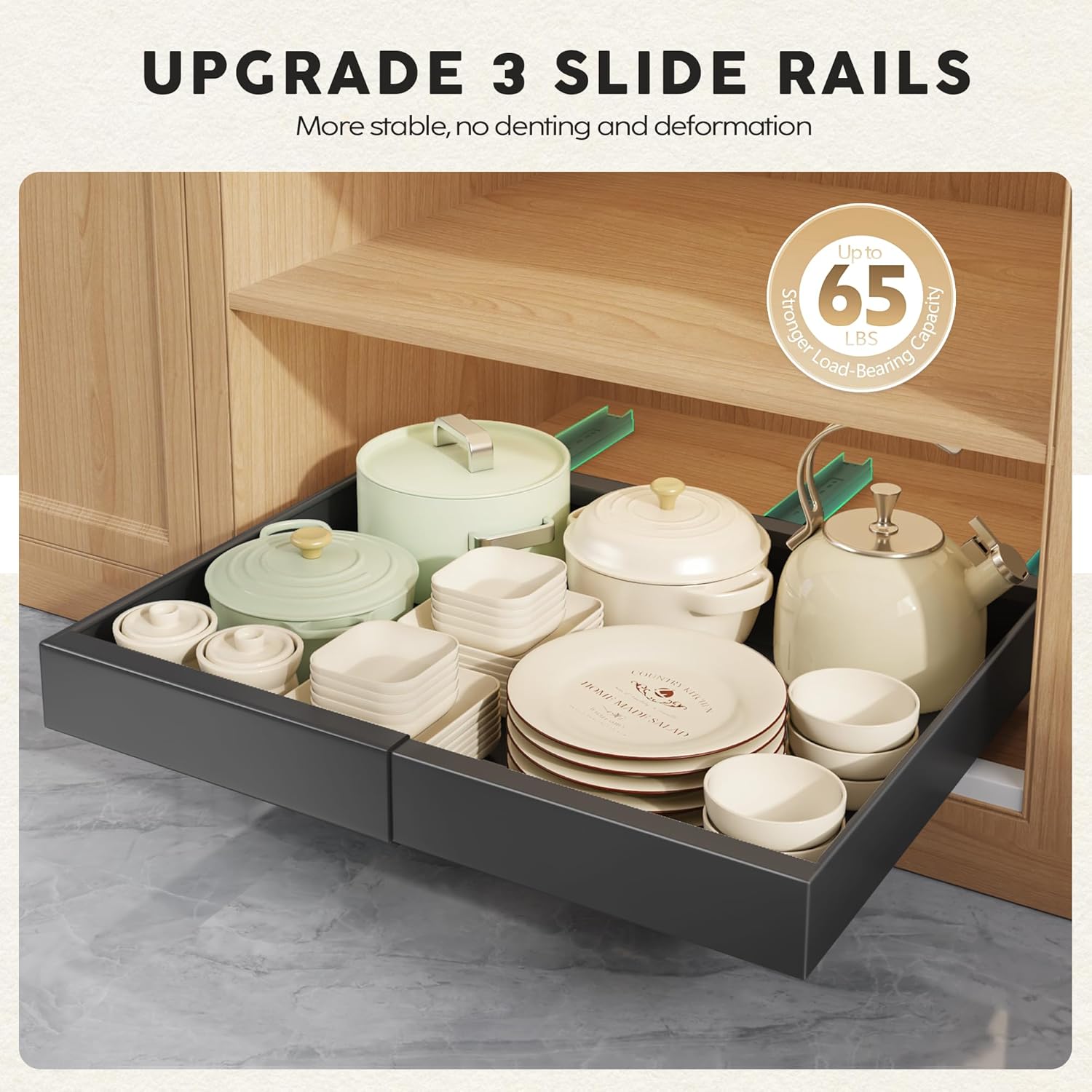 Thumbnail 4 de Seinloes 2 Pack Pull-Out Cabinet Organizer 21" Deep 〉 Cabinet Organizers 📦))