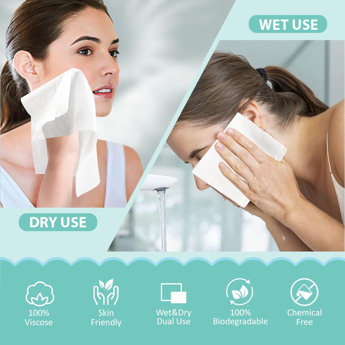 Detalle de HOMEXCEL Face Towelettes 50-count disposable wipes 🧻