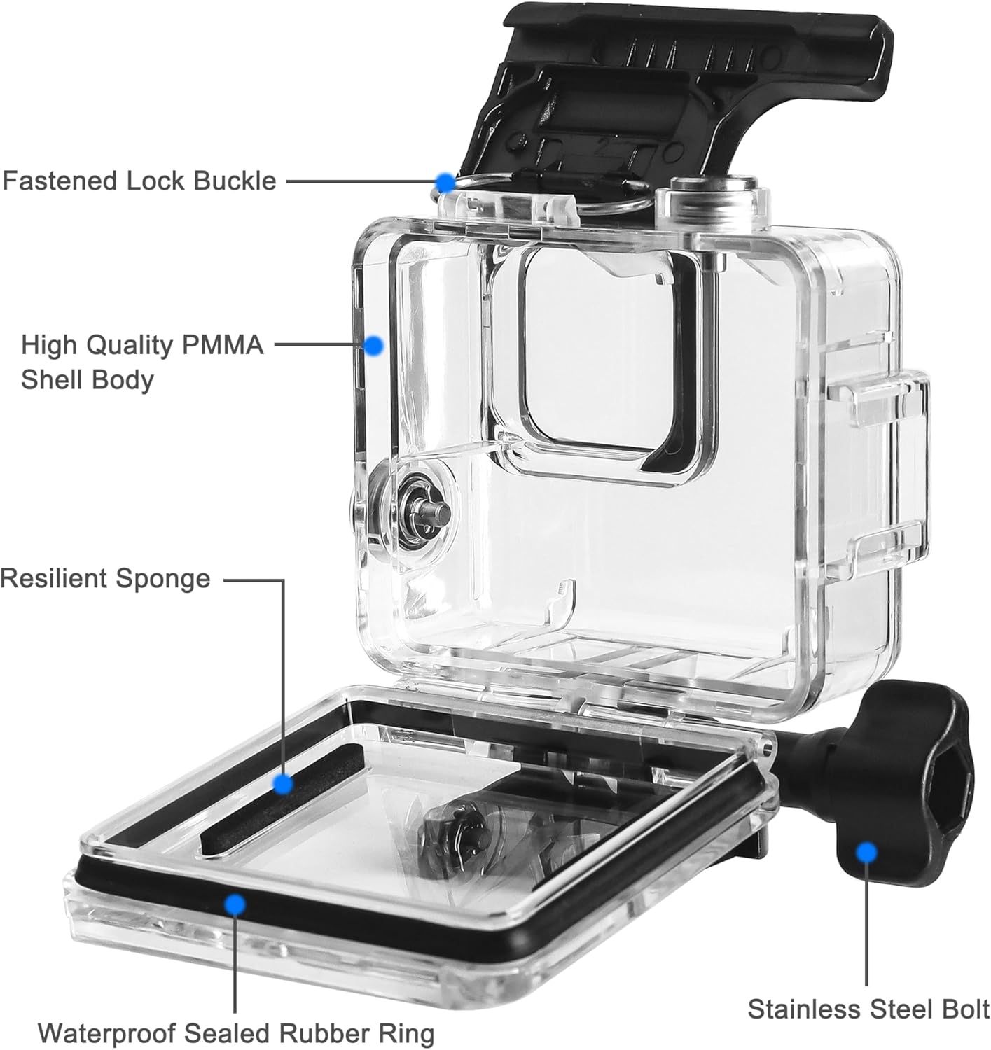 Detalle 1 de OKFUN custodia impermeabile per GoPro Hero 4K 60 m