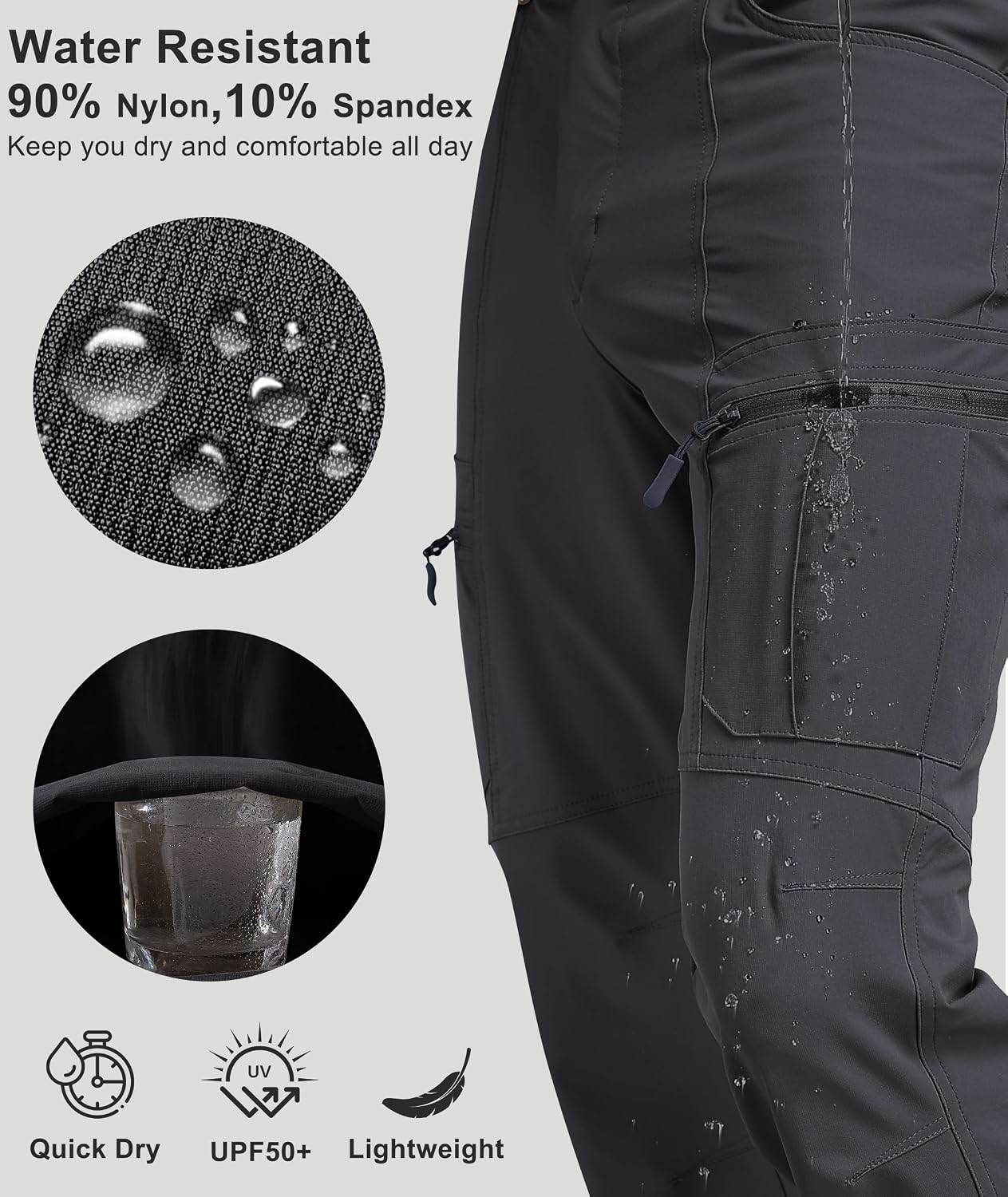 Detalle de Mens Hiking Pants Waterproof Cargo Work Pants with 6 Pockets