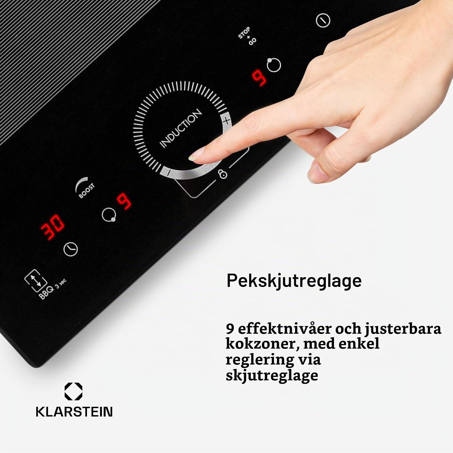 Detalle 1 de Klarstein Delicatessa Slim Domino induktionshäll med flexzon och timer