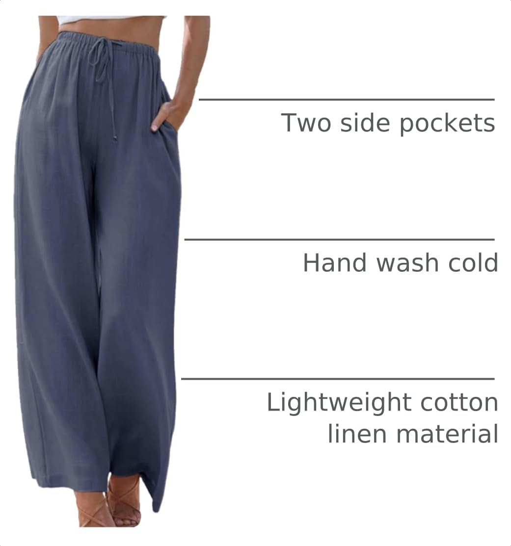 Thumbnail 3 de Duyang Women's Cotton Linen Palazzo Pants with Pockets: Lightweight Summer Wide-Leg Comfort