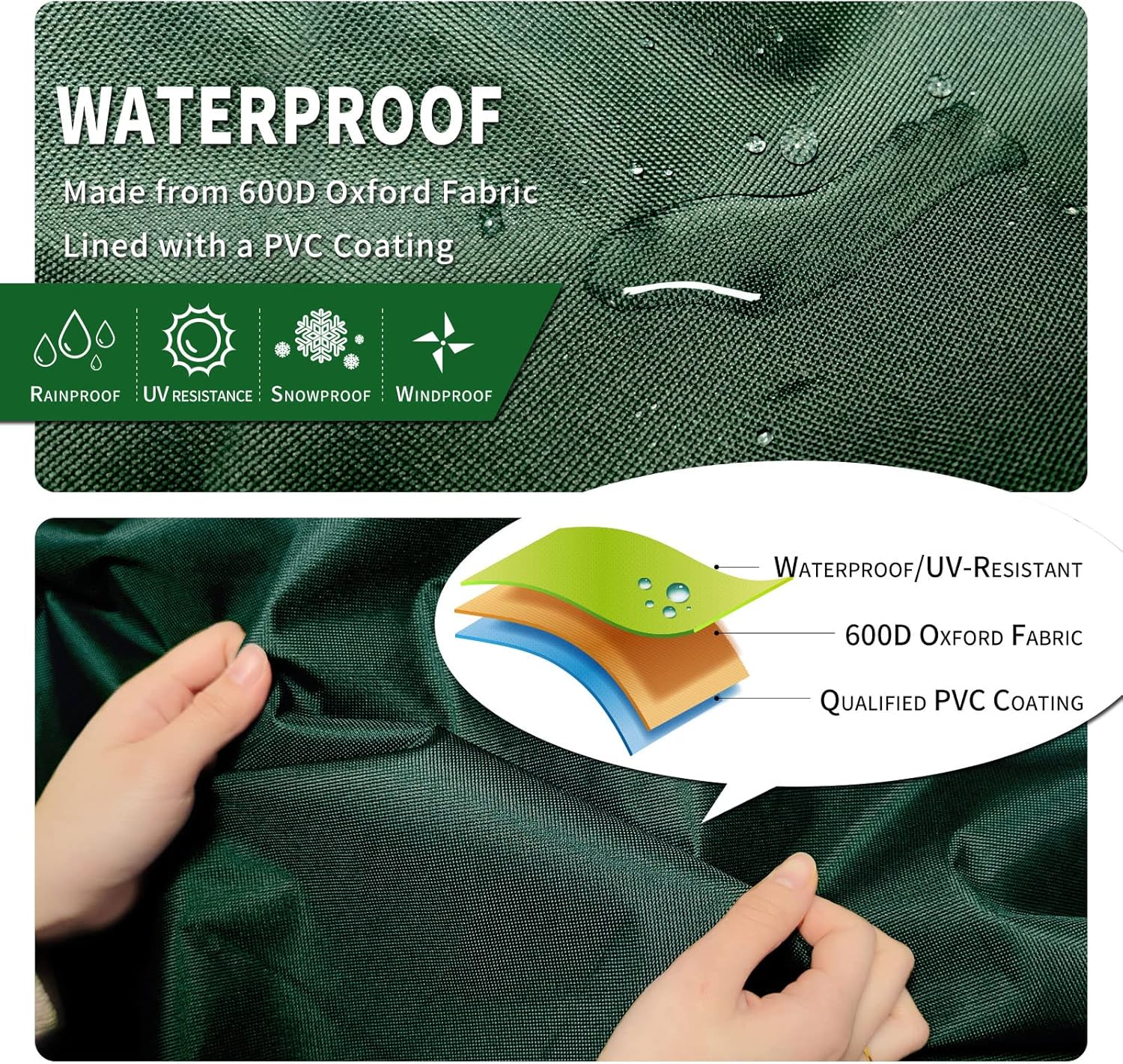 Thumbnail 2 de PATIO PLUS Garden Chair Cover with Air Vent (600D Oxford, Waterproof) – Green