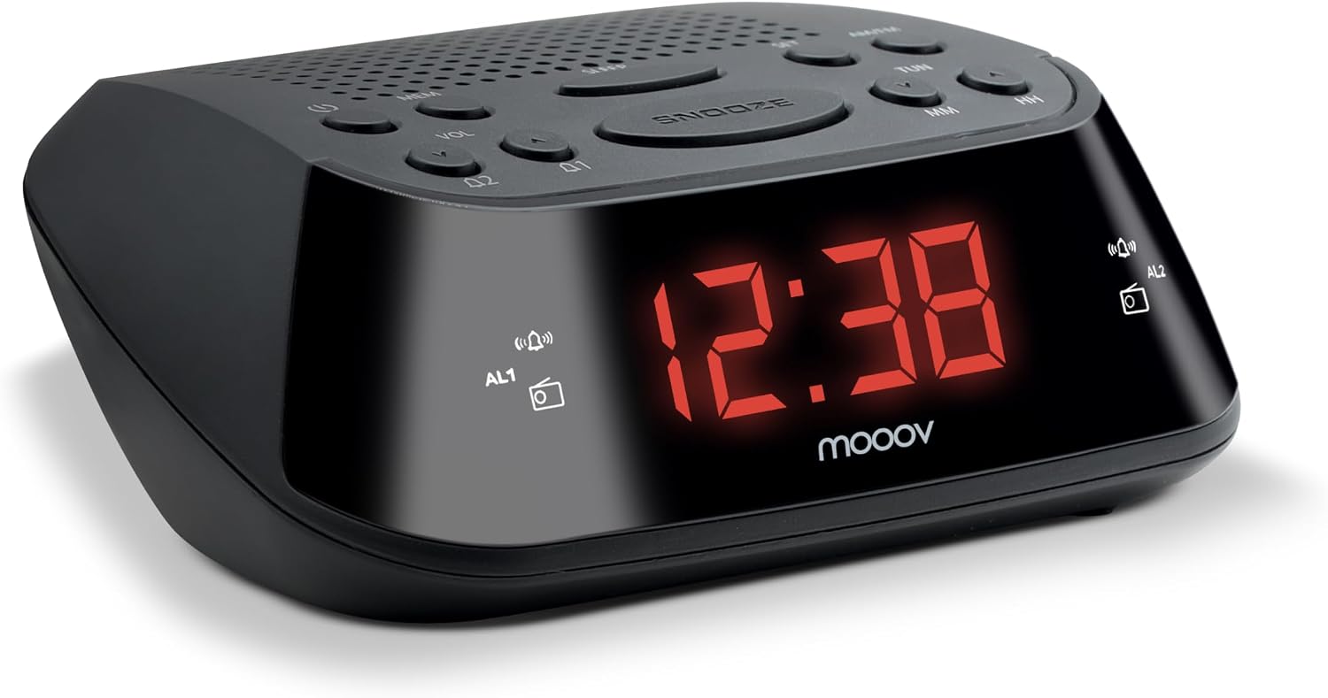 Detalle de METRONIC 477003 Radio-Réveil FM Double Alarme – Grand écran LED rouge
