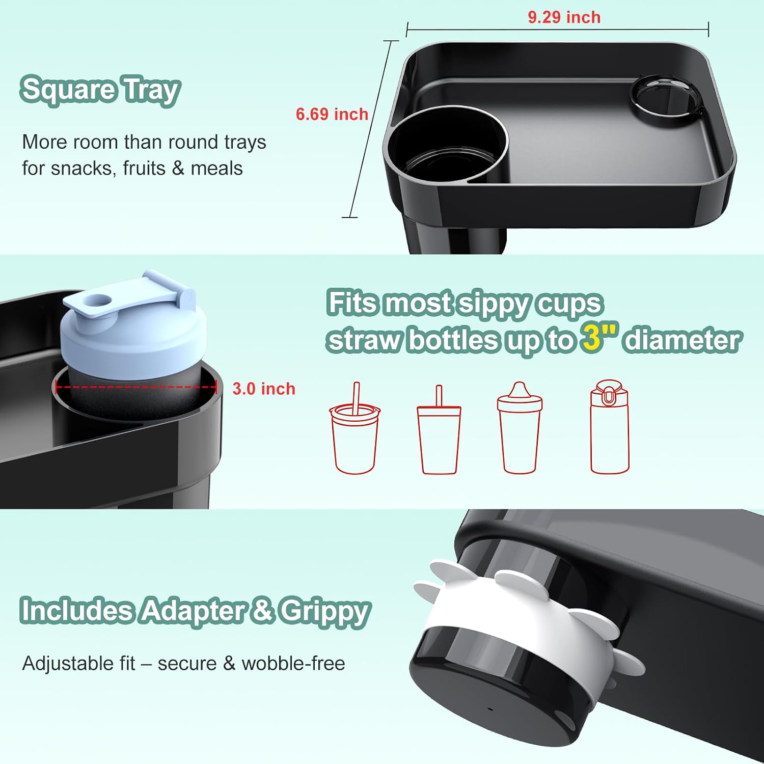 Detalle 1 de DOKNAAM Cup Tray-10 Kids Car Seat Tray with 3-Inch Cup Holder and Dip Well