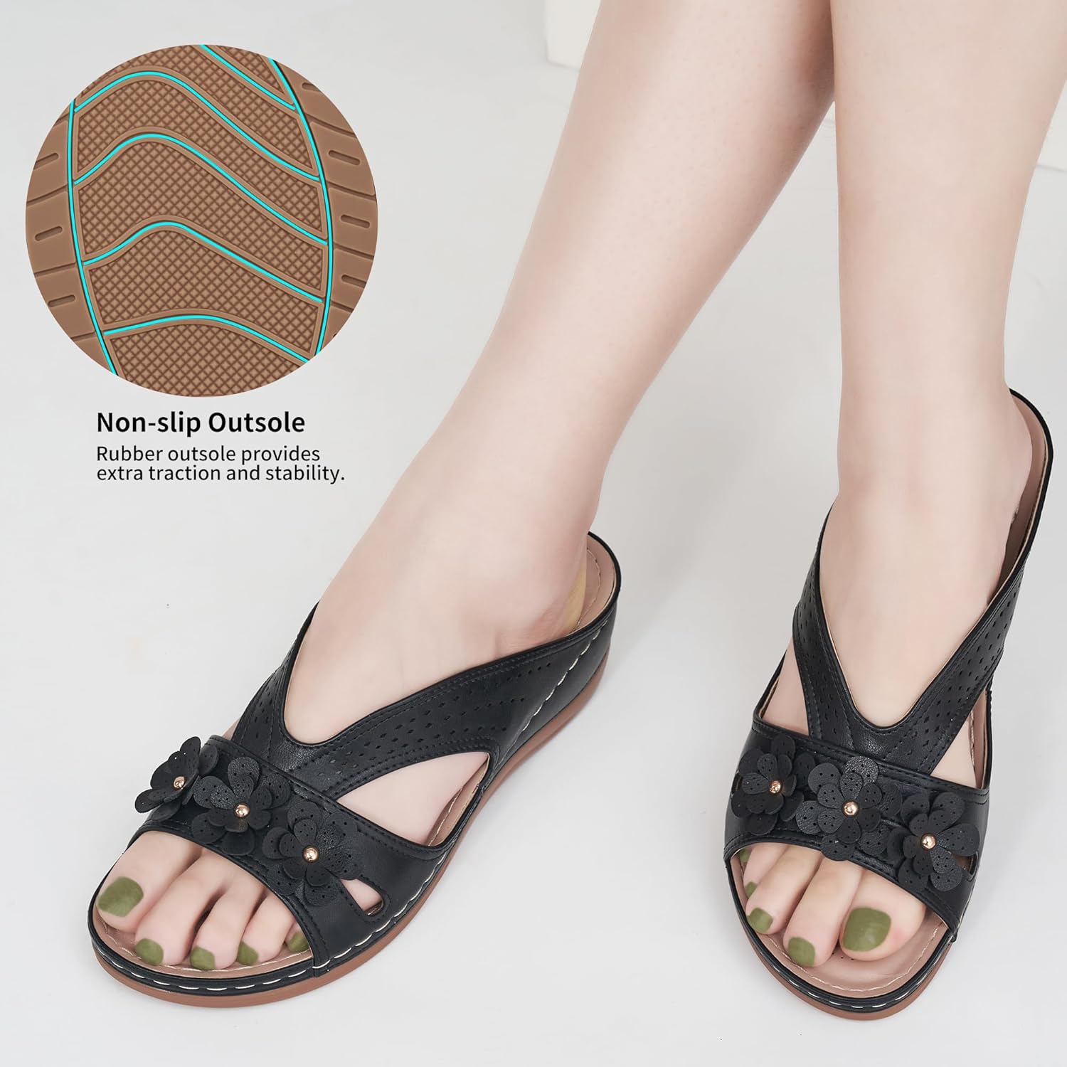 Thumbnail 4 de Ecetana Women's Wedge Sandals: Slip-On Dressy Memory Foam Platforms for Summer