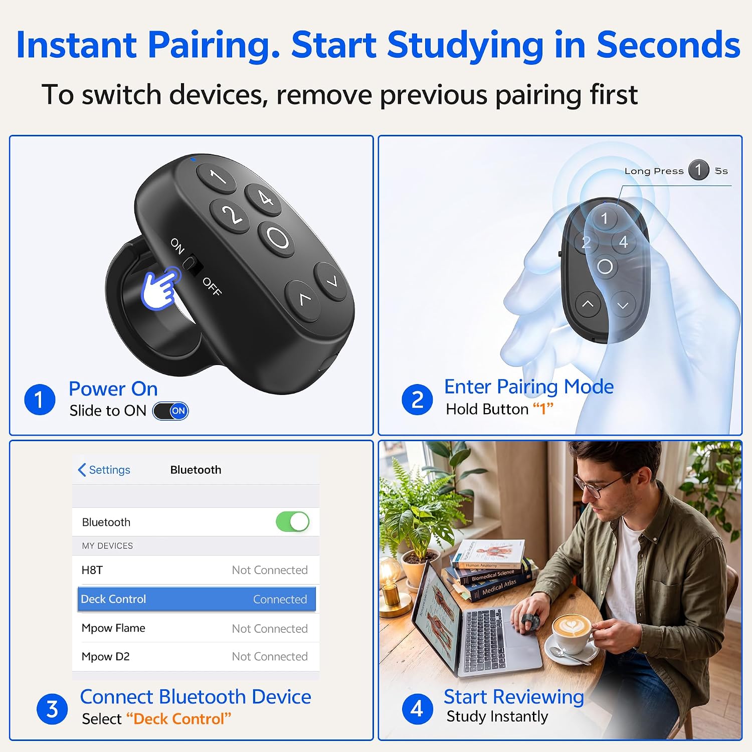 Detalle de BBSDA Anki remote clicker ring, 6-button