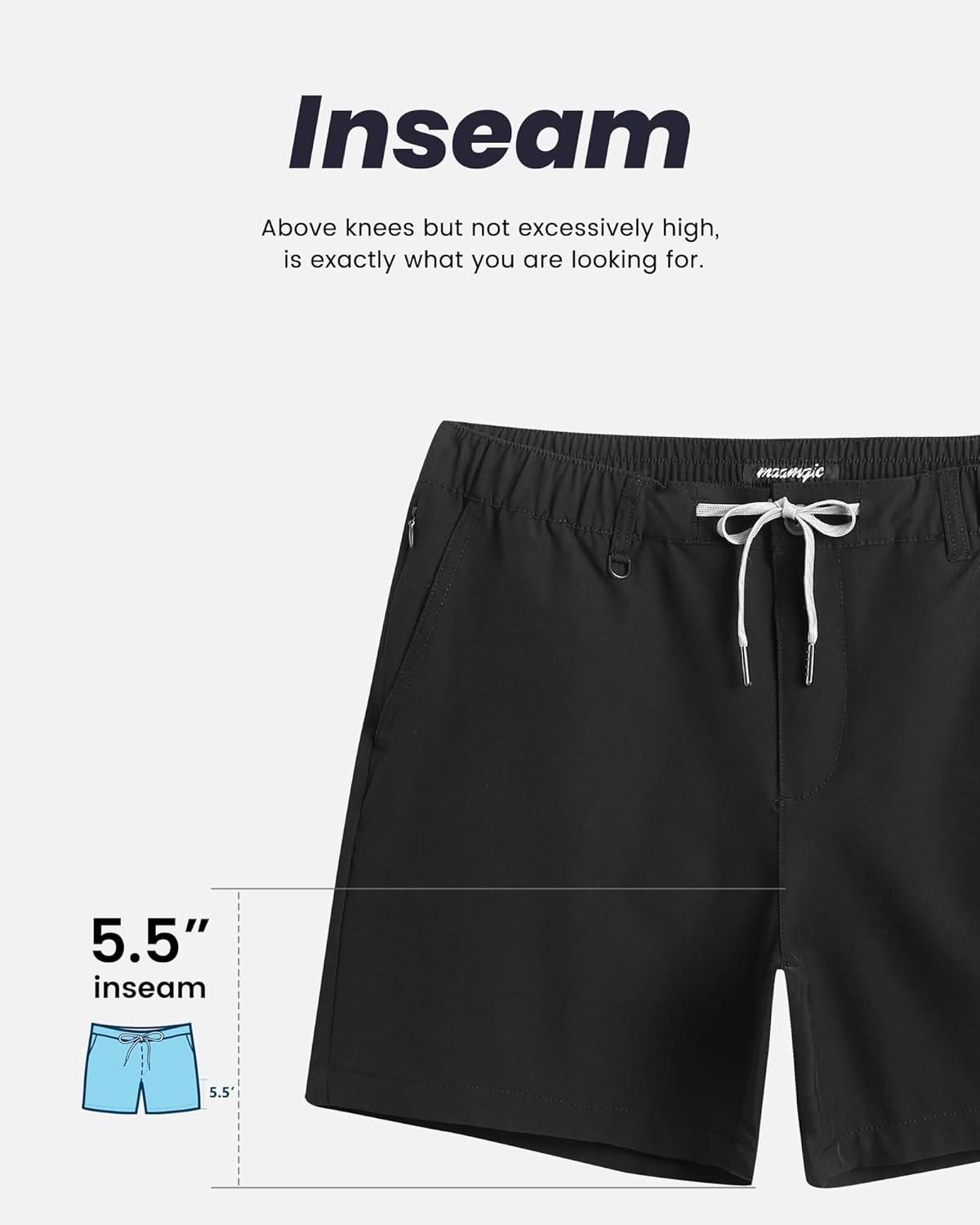 Thumbnail 6 de maamgic Men's 5/7 Inch Casual Classic Fit Shorts with Multi-Pocket Quick Dry
