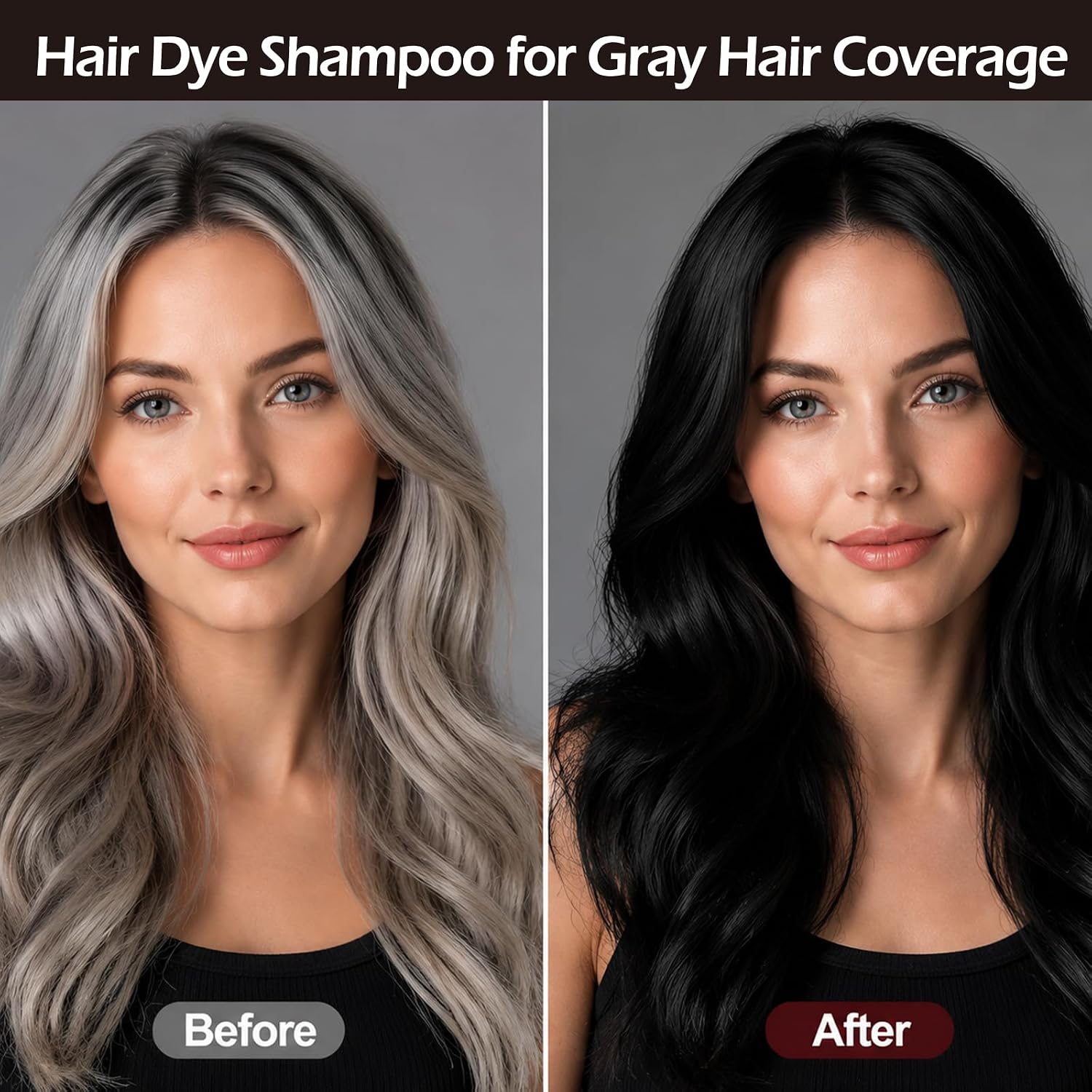 Detalle de JELMOK Haarfärbeshampoo 3in1 – 500 ml Schwarz, gegen Grauhaar, sofort sichtbar