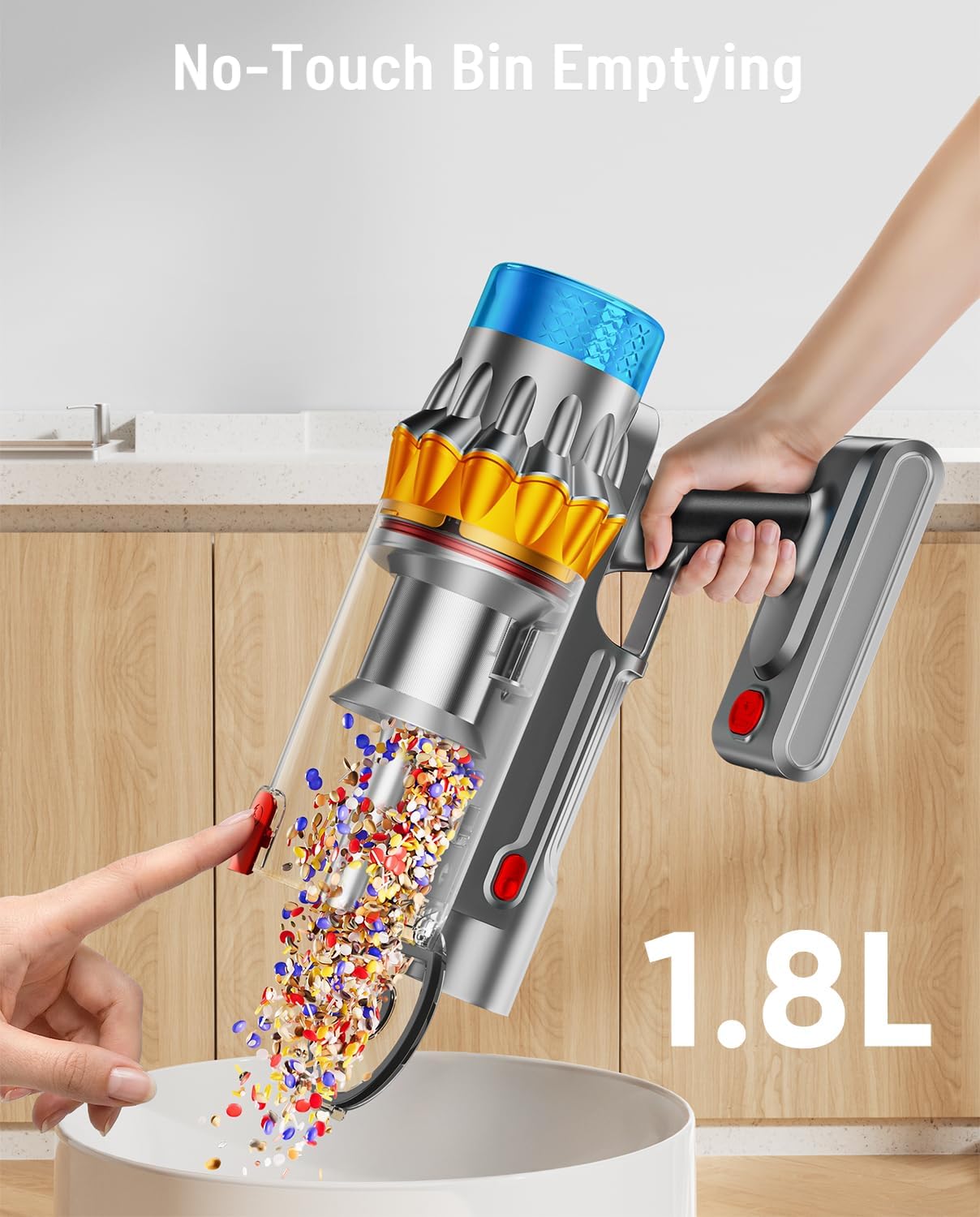 Detalle 1 de JRFYHFT V16 PRO Cordless Stick Vacuum, 650W, 60KPA, 1.8L Dust Cup