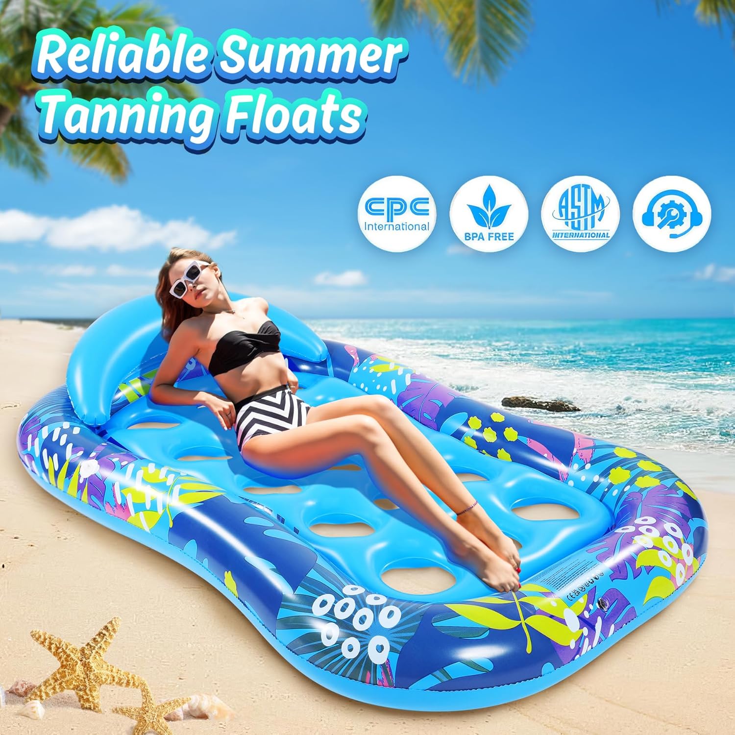 Detalle de Subtail Bouée Piscine – Matelas gonflable avec porte-gobelet et fauteuil amovible