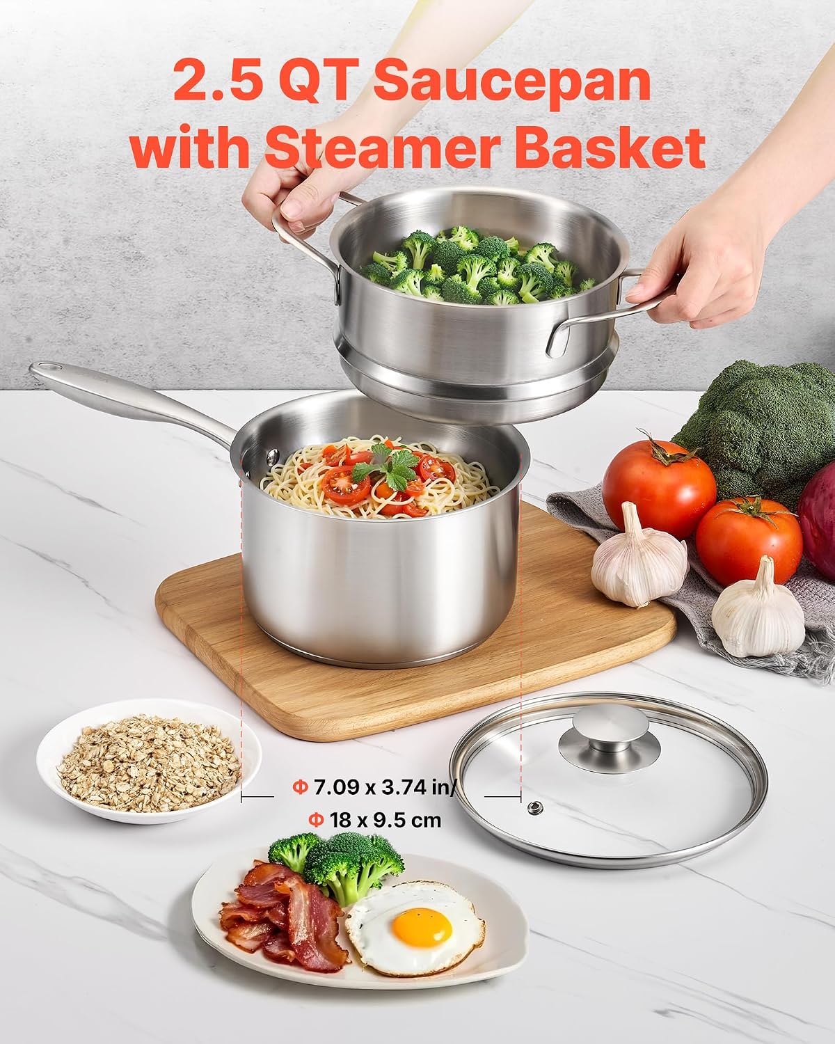 Detalle de VEVOR Stainless Steel Saucepan 2.5 QT