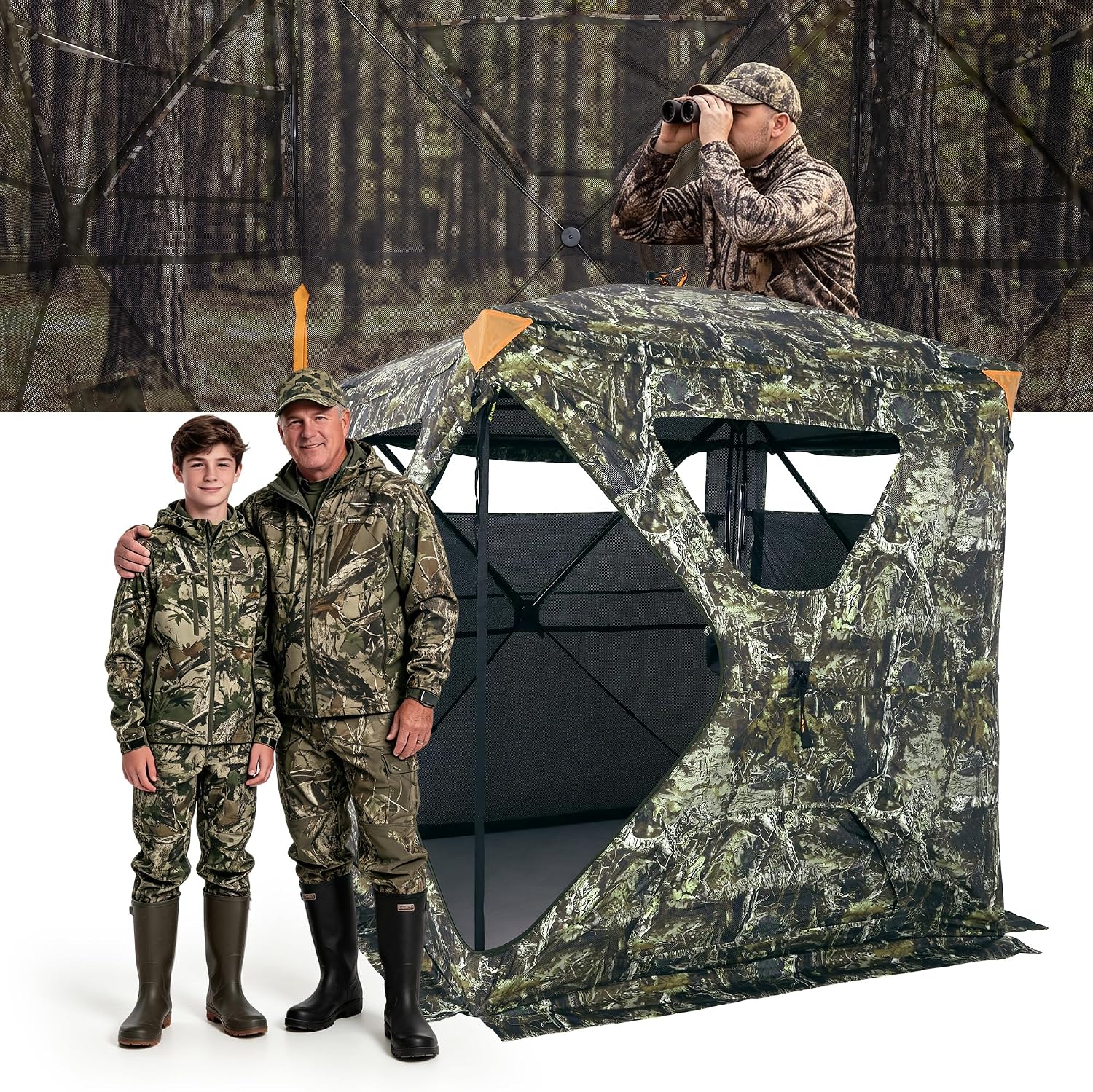 Detalle de FLISSA F091141AE Hunting Blind, 360° Visibility, Pop-Up, 3–4 Person