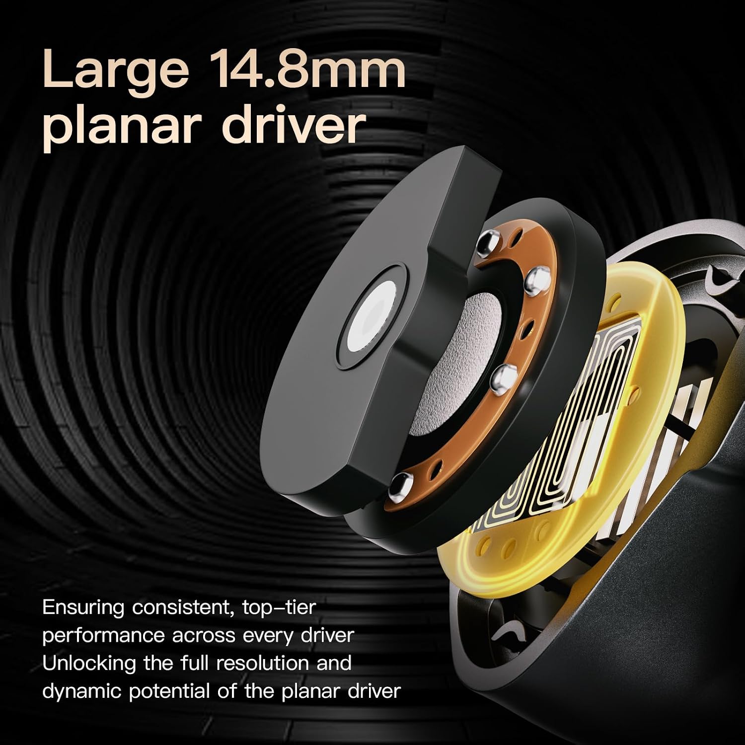Detalle de Letshuoer S12 Ultra 14.8mm Planar Driver IEM with Detachable 392-Core Silver-Plated Cable (Mocha, 3.5mm/4.4mm)