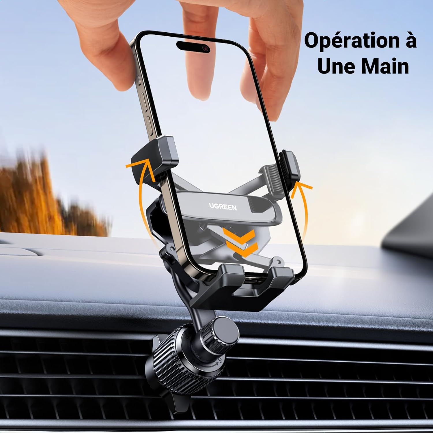 Detalle 2 de UGREEN support téléphone voiture à gravité avec ventilation et bras télescopique (grille d’aération)