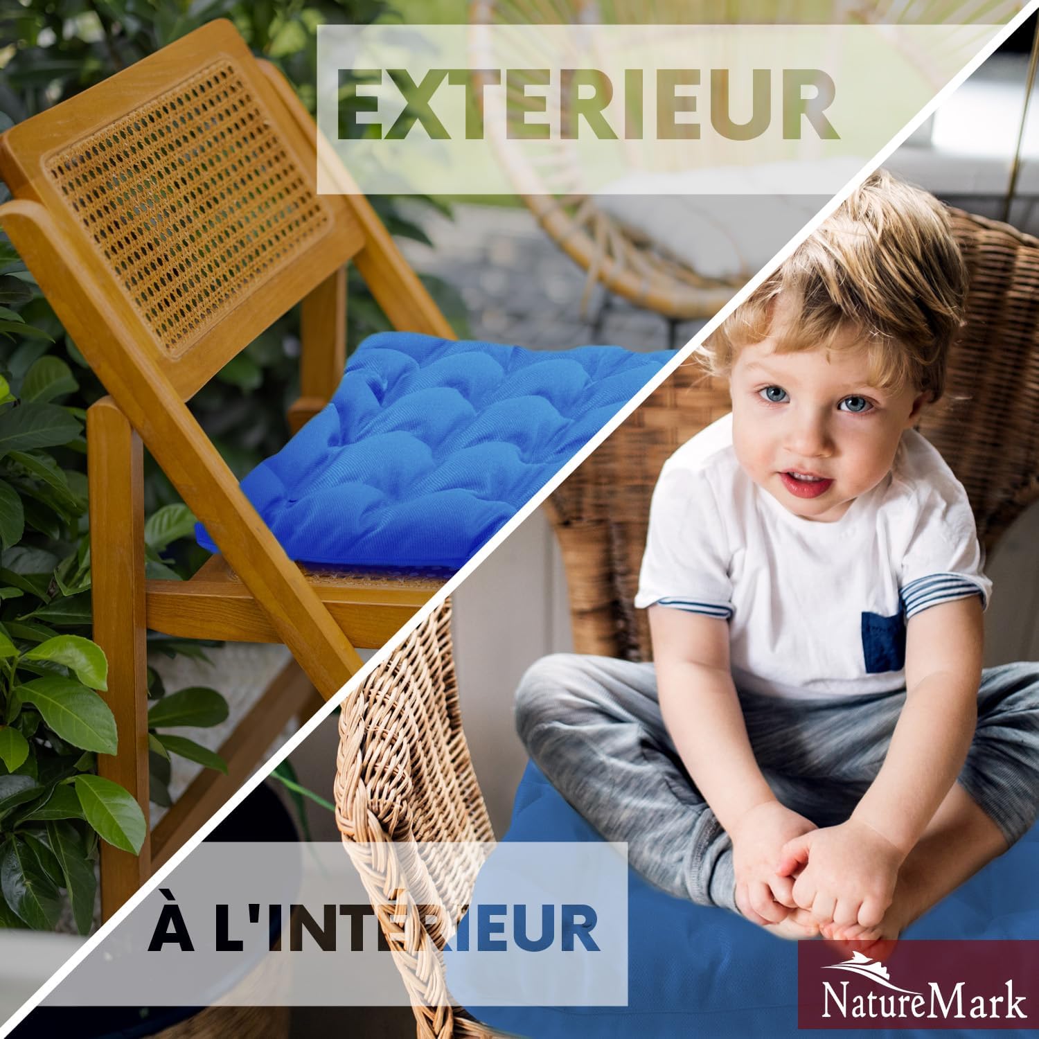 Thumbnail 4 de NatureMark Lot de 4 galettes de chaise 40x40 cm – Bleu Royal, intérieur & jardin