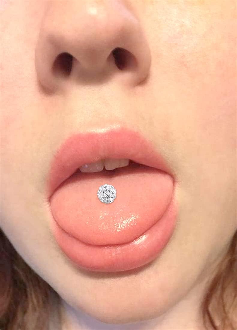 Detalle de Briana Williams 14G Replacement Balls Straight Barbells for Tongue and Nipple Piercings (12/14/16/18mm) in Surgical Steel with UV Finish