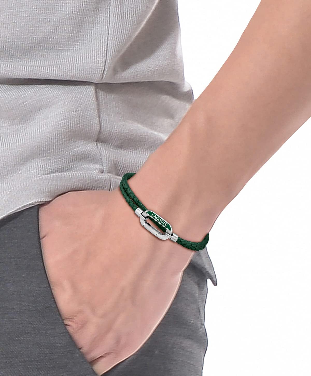 Thumbnail 2 de Lacoste Lederarmband Herren STARBOARD Kollektion – doppelt gewickelt, blau/grün/braun