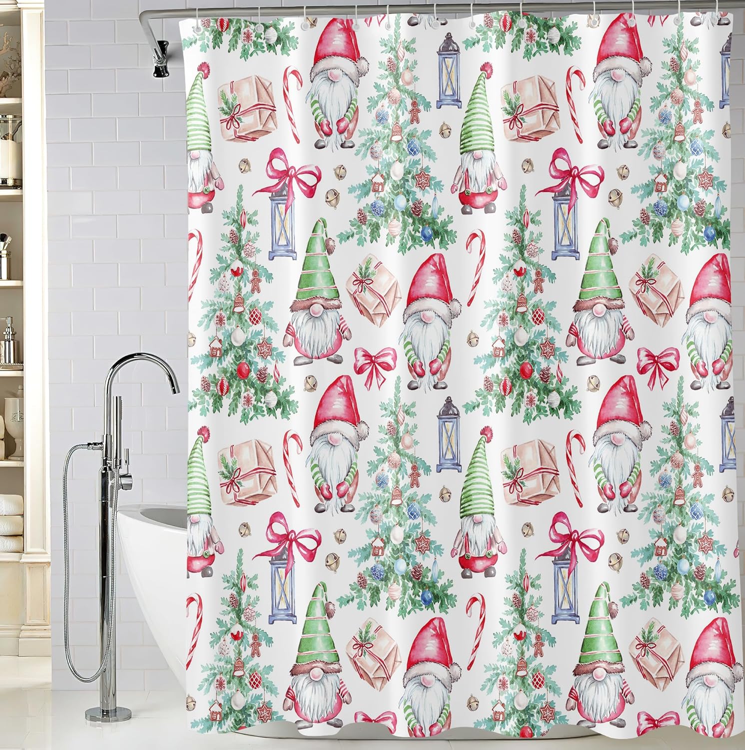 Detalle 2 de M&W DAS DESIGN Duschvorhang Weihnachtlicher Badvorhang 180x200 – anti Schimmel, waschbar, robust