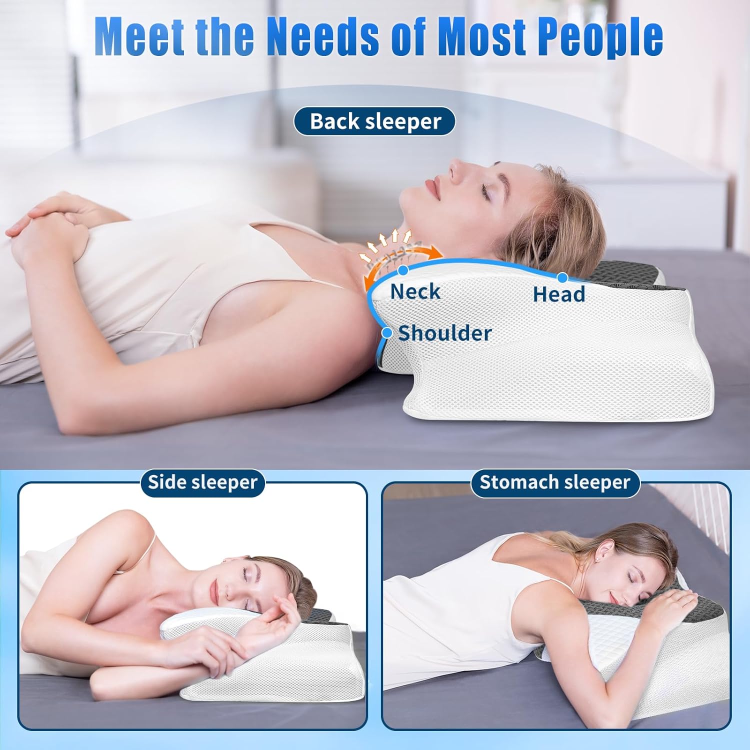 Detalle de SAHEYER Cuscino Cervicale 2 in 1 in memory foam, altezze regolabili 60 x 35,5