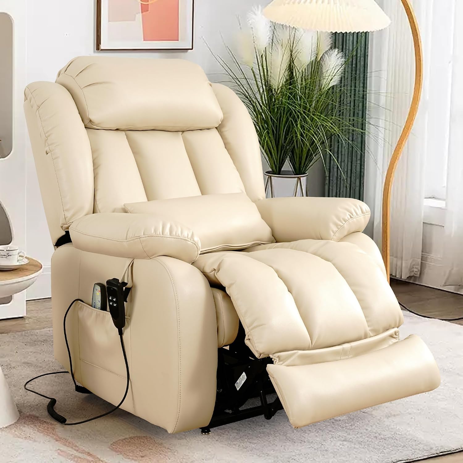 Detalle de EDILLY Power Lift Recliner Chair, Genuine Leather