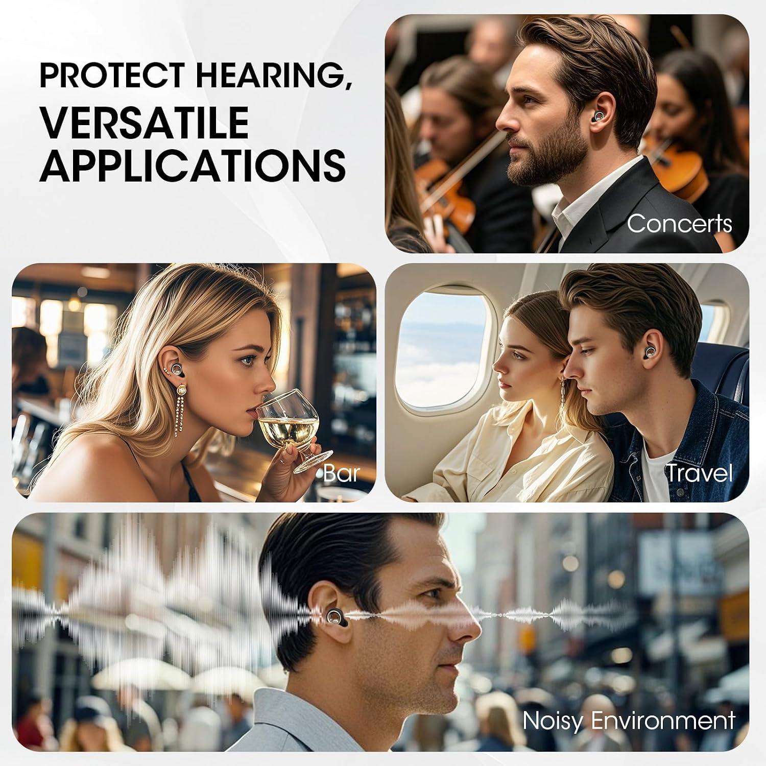 Detalle de Vosaf Ear Plugs for Sleeping: 60dB Silicone Noise Canceling with 8 Tips