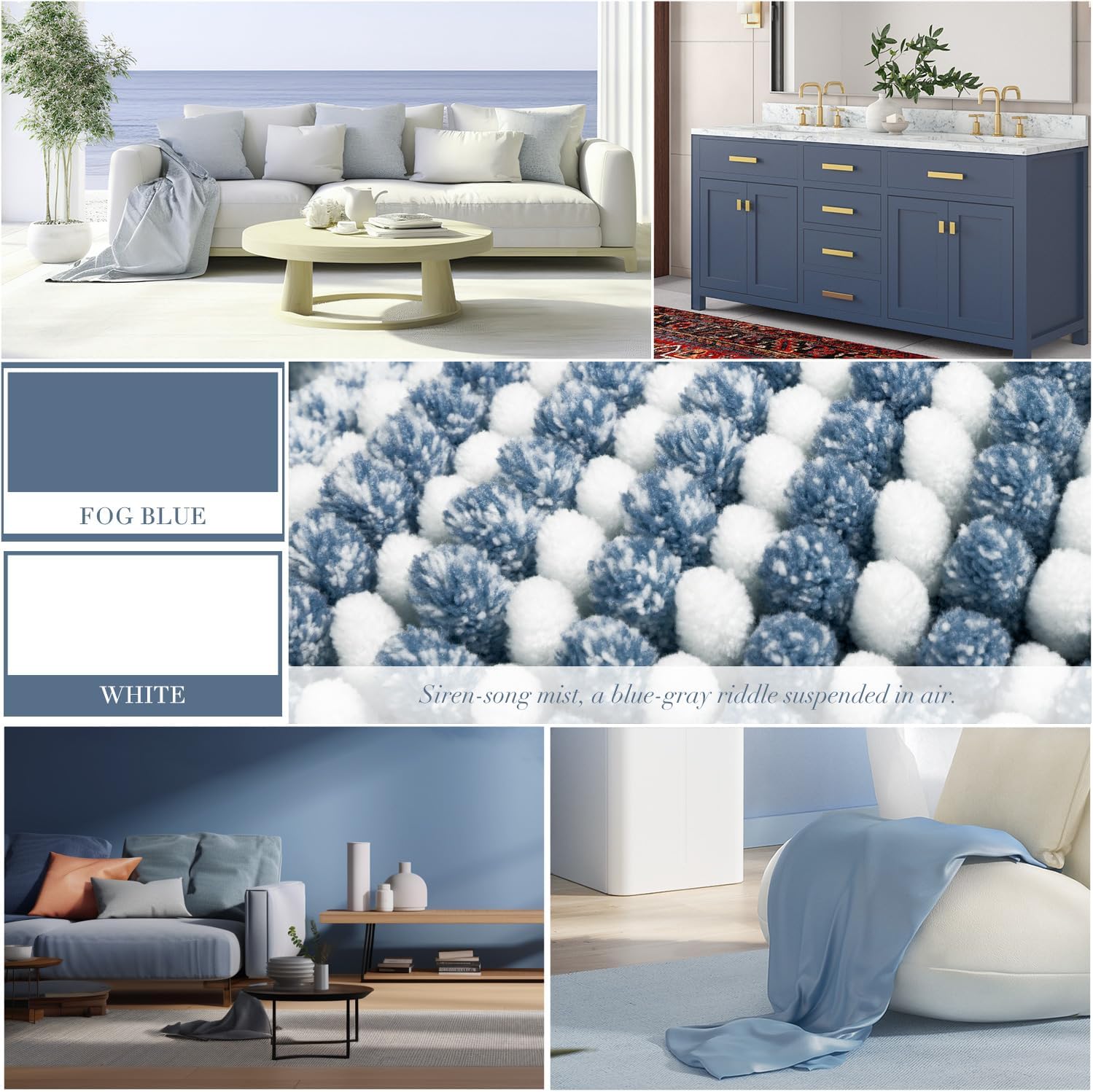 Thumbnail 2 de BSICPRO 2-Piece Thick Chenille Bath Rugs Set (Fog Blue) — 20" x 47" and 16" x 24