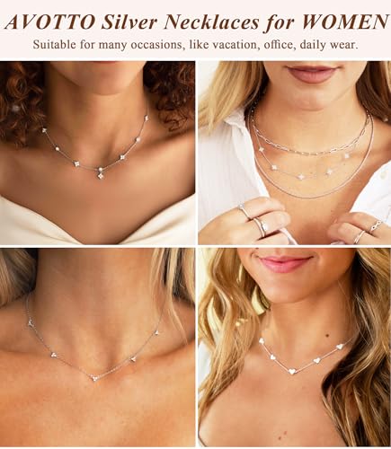 Thumbnail 2 de Avotto S925 Silver Necklace for Women – Hypoallergenic 18in Choker with 2in Extender