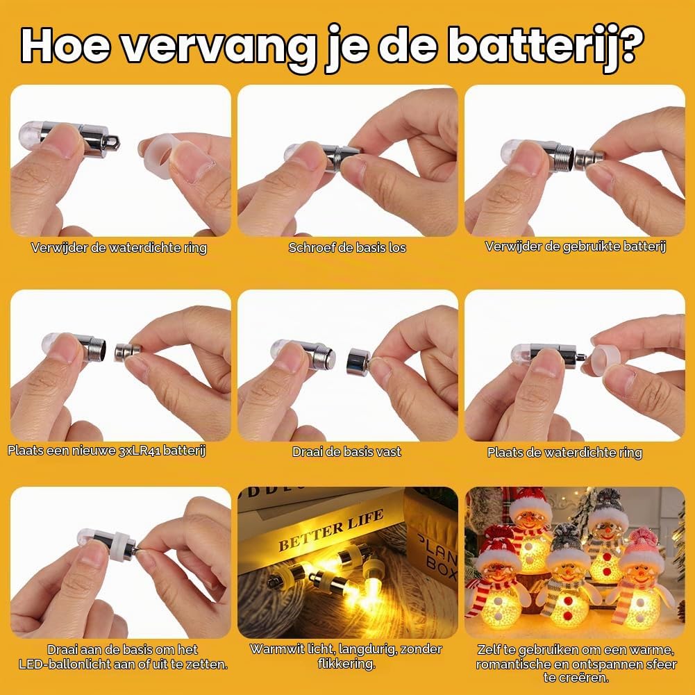 Thumbnail 3 de AUAUY mini-ledlampjes voor lantaarns, set van 30, warmwit en waterdicht