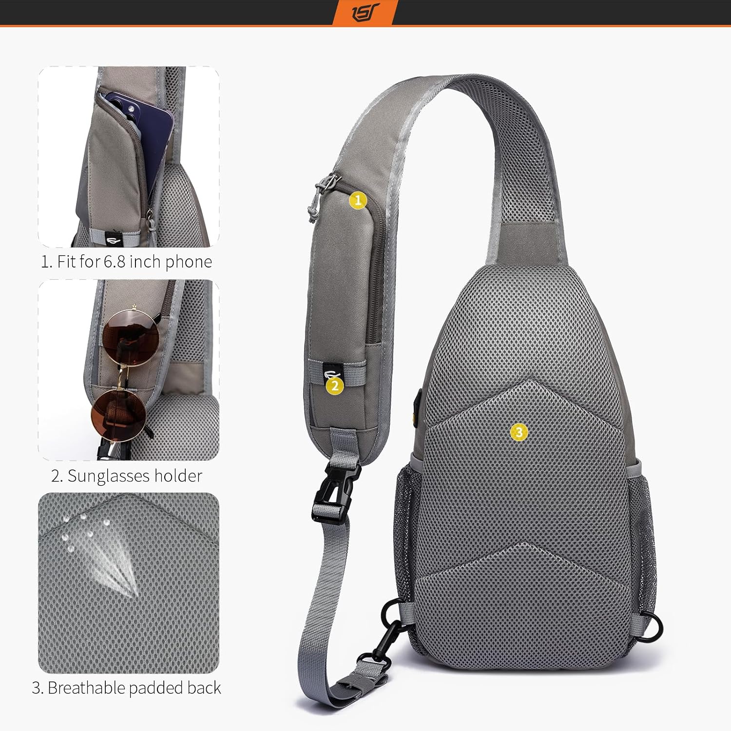 Detalle de SKYSPER Sling Bag Crossbody Backpack – lightweight 6L chest shoulder travel daypack