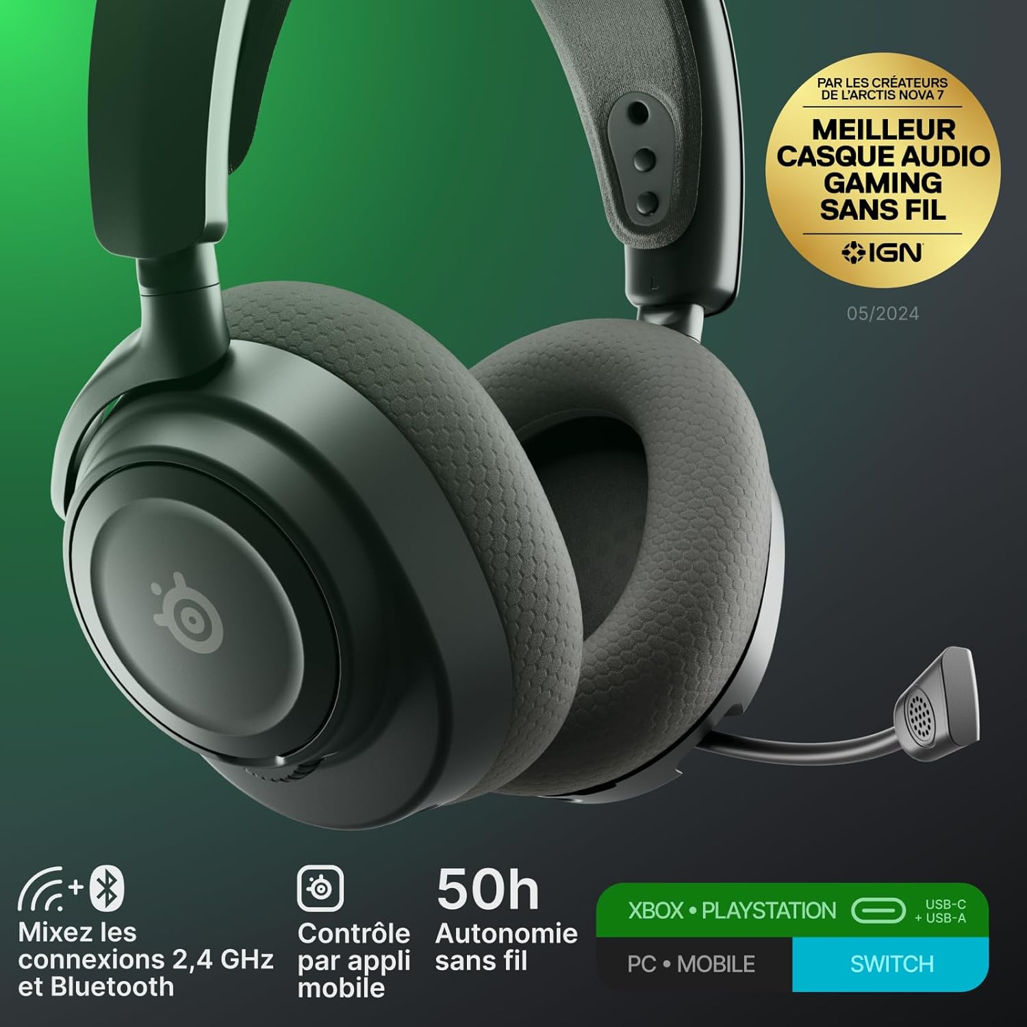 Thumbnail 1 de SteelSeries Arctis Nova 7X Gen 2 – Casque sans fil multi-plateforme (2,4 GHz + Bluetooth) avec contrôle audio en temps réel
