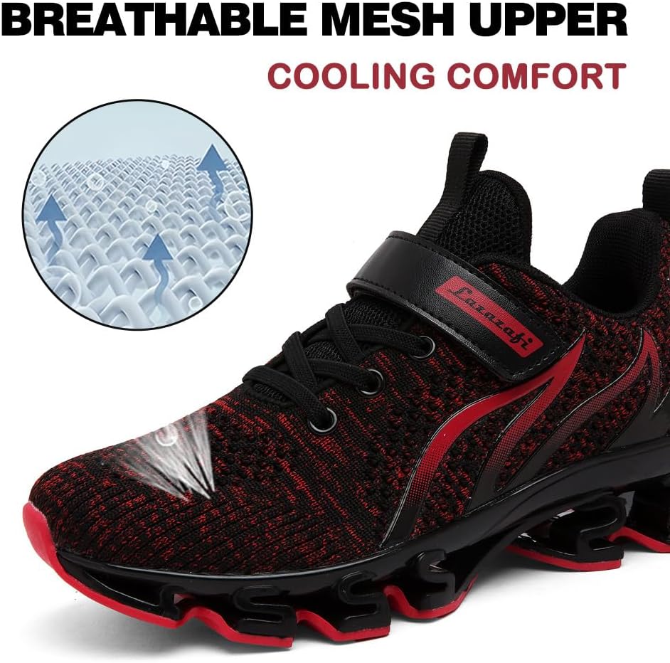 Detalle de LAZAZAFI Kinder Sneaker für Jungen und Mädchen – leichte, atmungsaktive Outdoor-Sportschuhe mit Klettverschluss