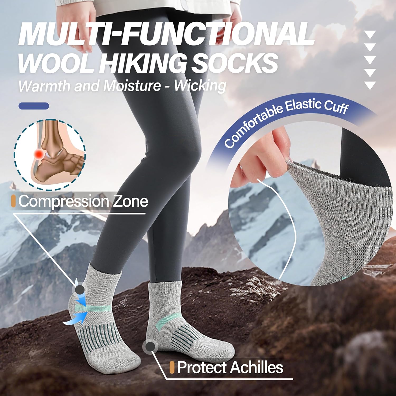 Thumbnail 2 de MOSEY KOSY 6 Pairs Merino Wool Socks for All