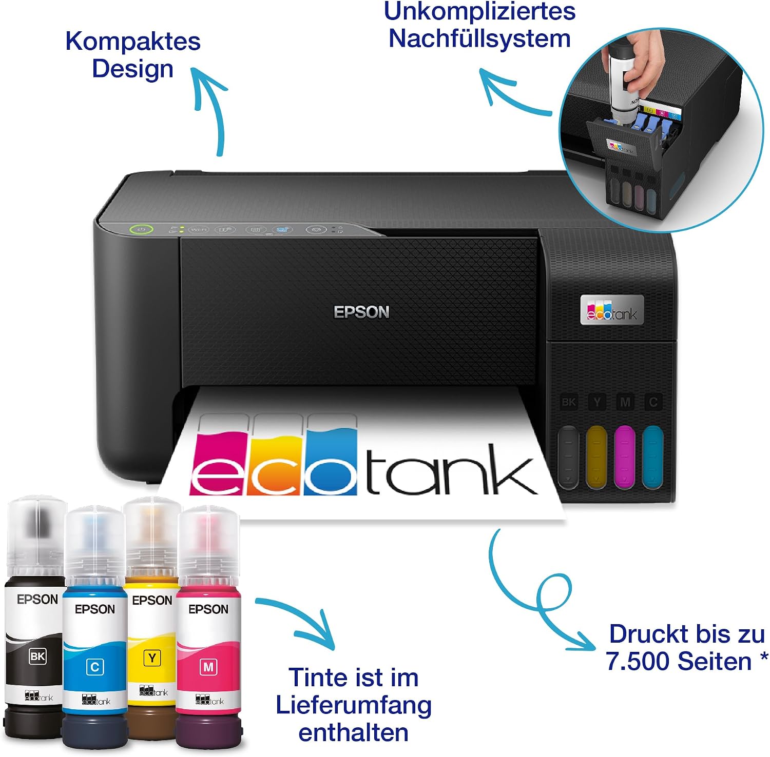 Detalle 2 de Epson EcoTank ET-2862 Multifunktionsdrucker 3 Jahre Vorrat