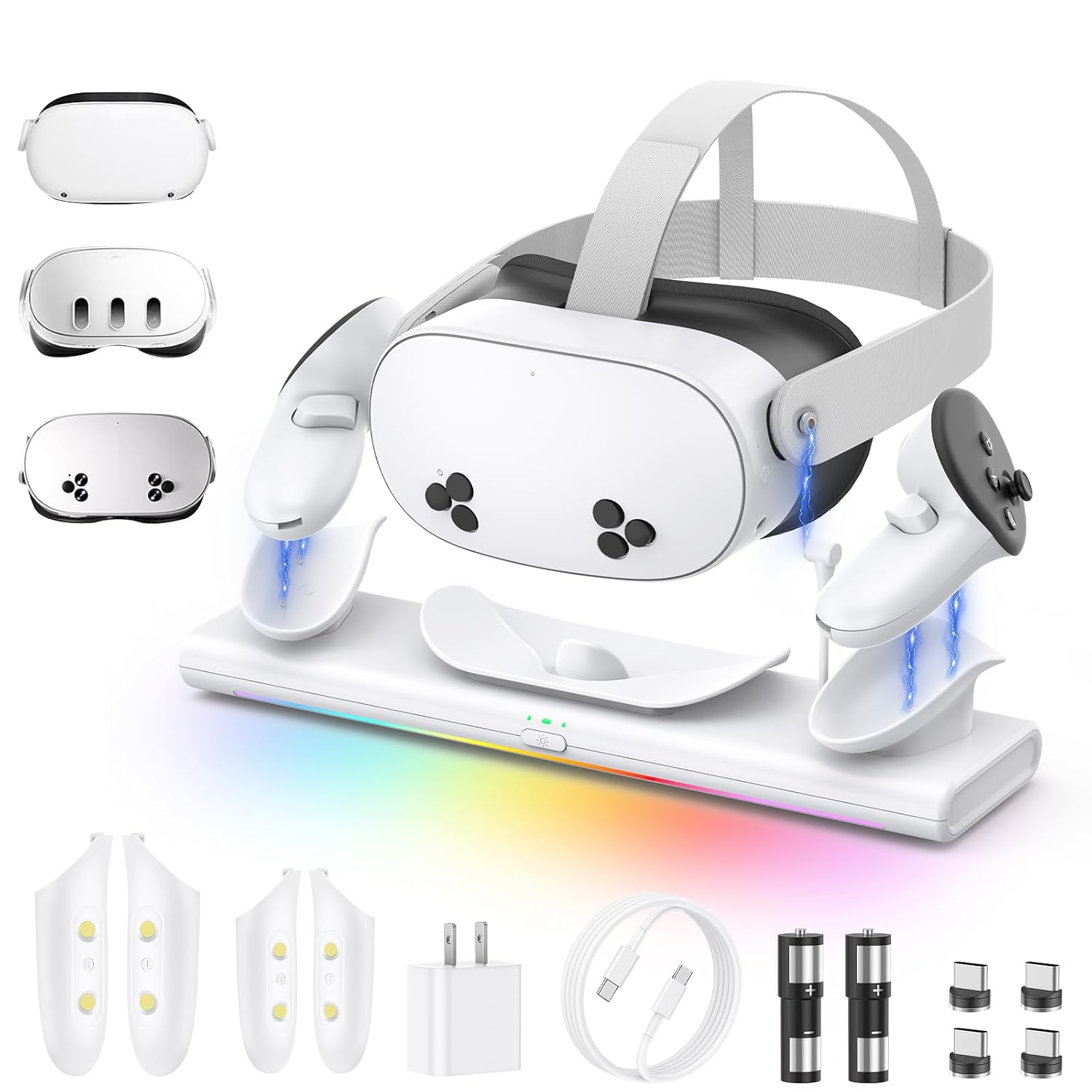Detalle de Hagibis MQ10 Magnetic Charging Dock for Meta Quest 3S/3/2, 20W PD, RGB
