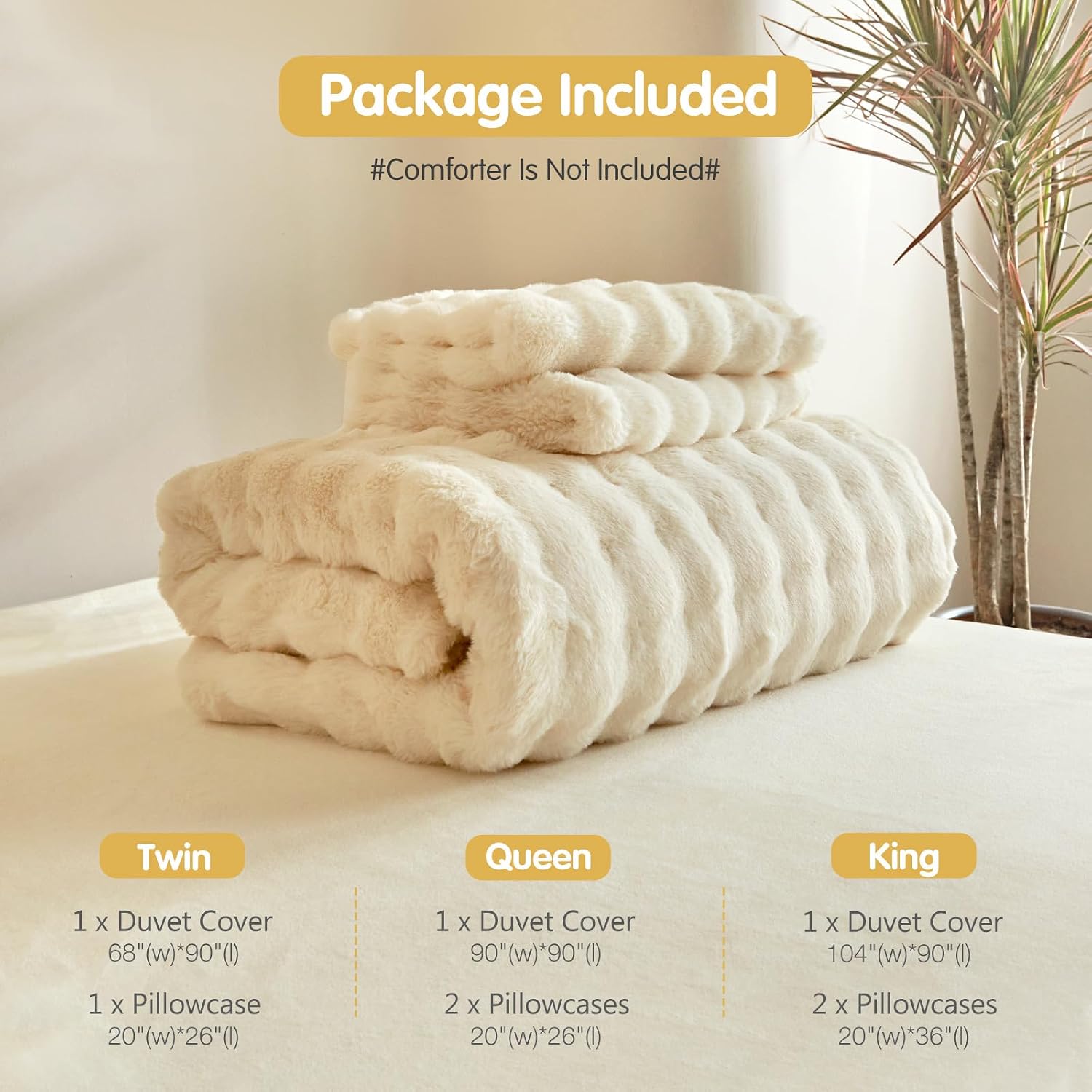 Thumbnail 5 de Lekesky Fluffy Double Duvet Set for Winter beige