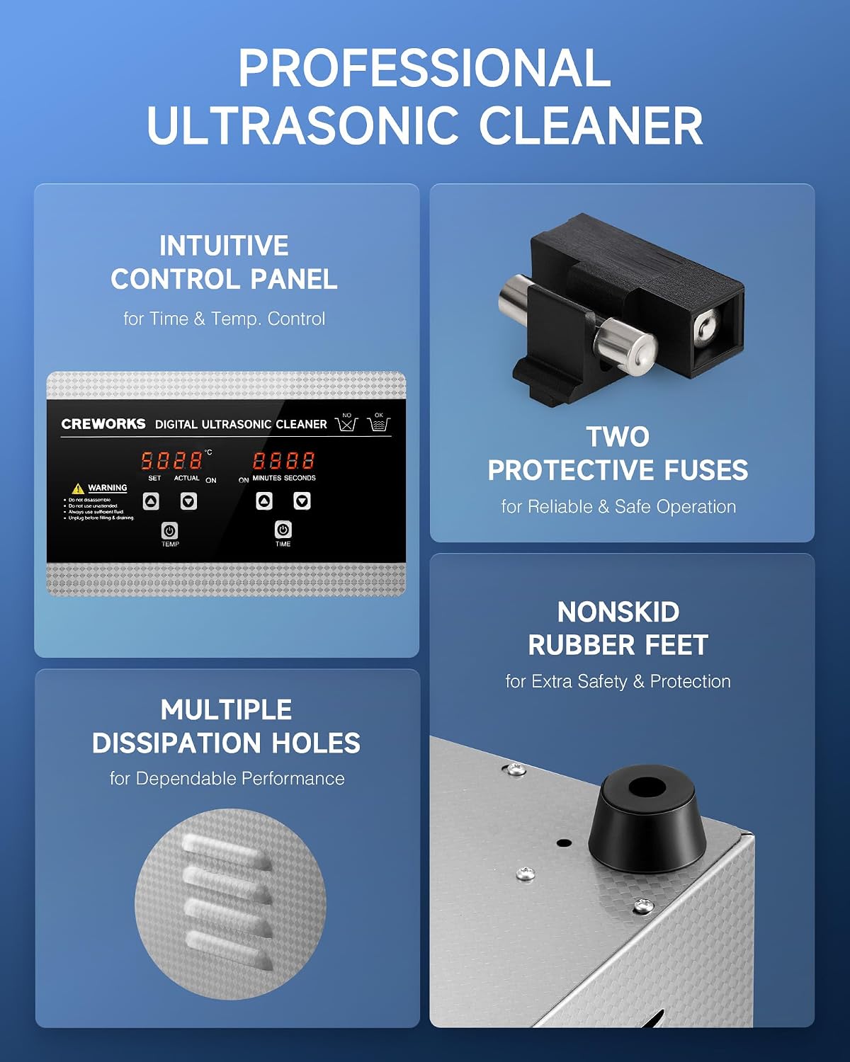 Thumbnail 6 de CREWORKS 15L Digital Ultrasonic Cleaner, 4-Gallon, 360W with Heater and Timer