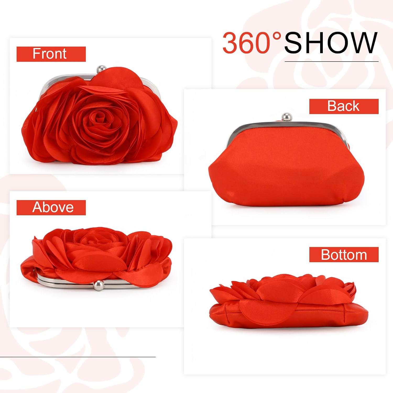Detalle 1 de Fecialy Floral Satin Evening Bag 26cm