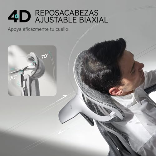 Detalle 2 de Hbada E3 Pro Silla de Oficina Ergonomica 🪑 Con Reposapiés Gris