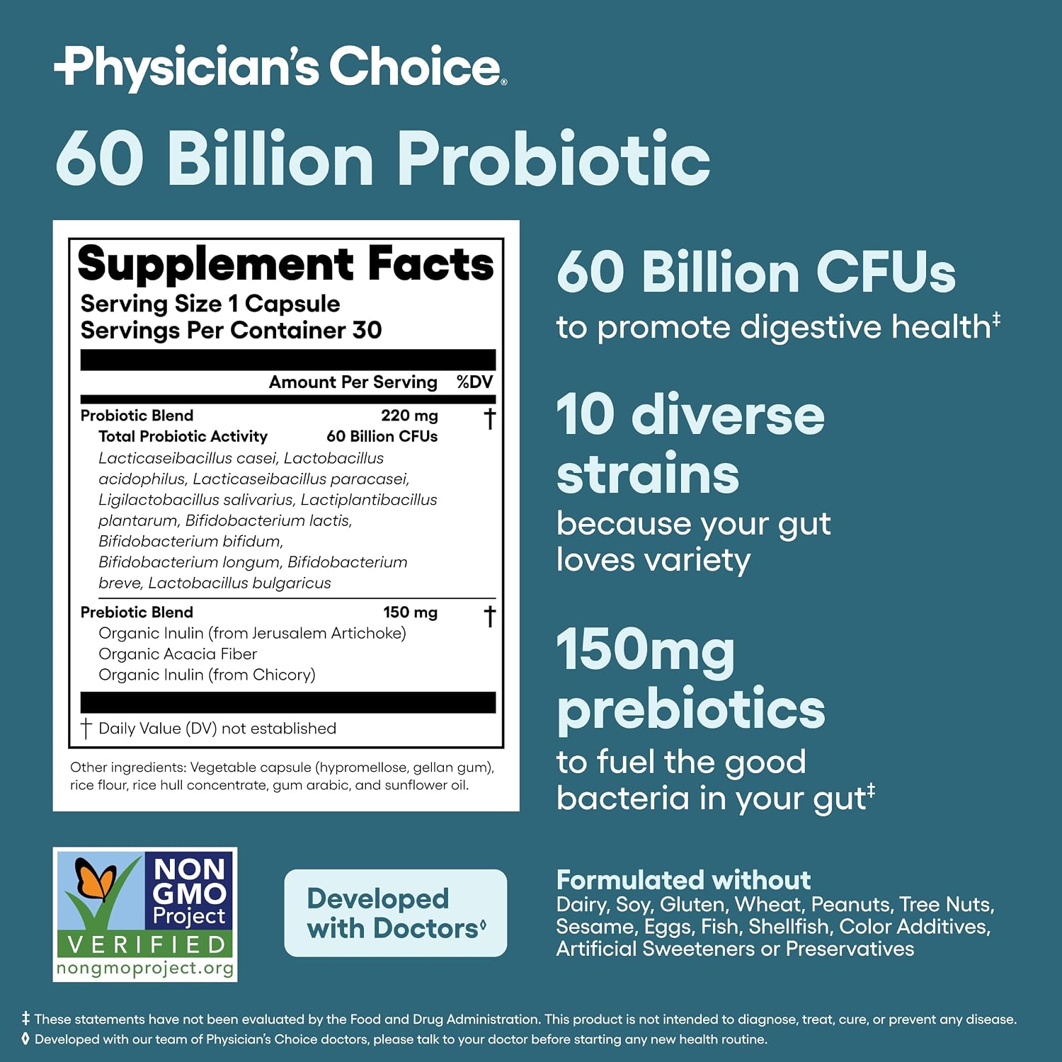Thumbnail 5 de Physician's CHOICE Probiotics 60 Billion CFU – 10 Strains + Organic Prebiotics