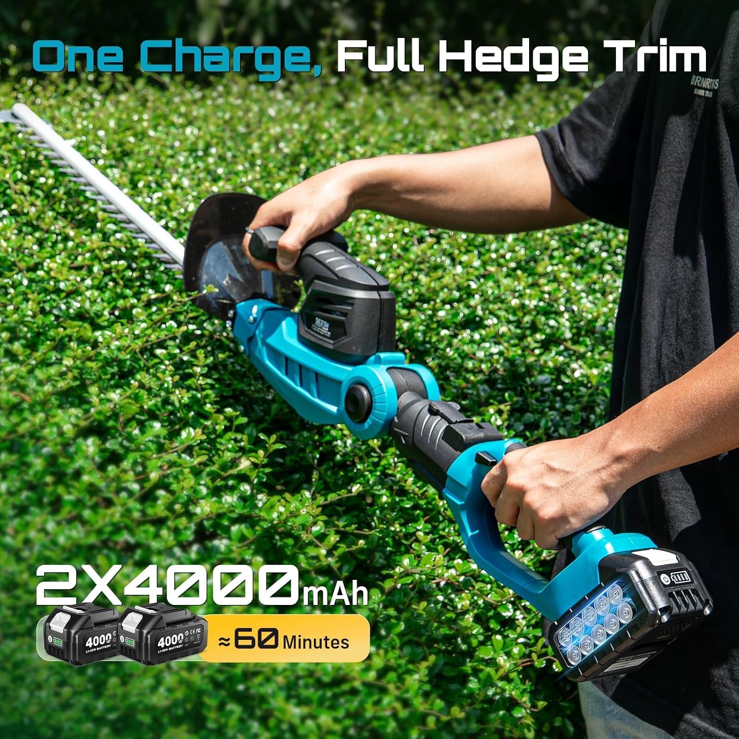 Detalle 1 de SEESII Cordless Hedge Trimmer, 20-inch blade