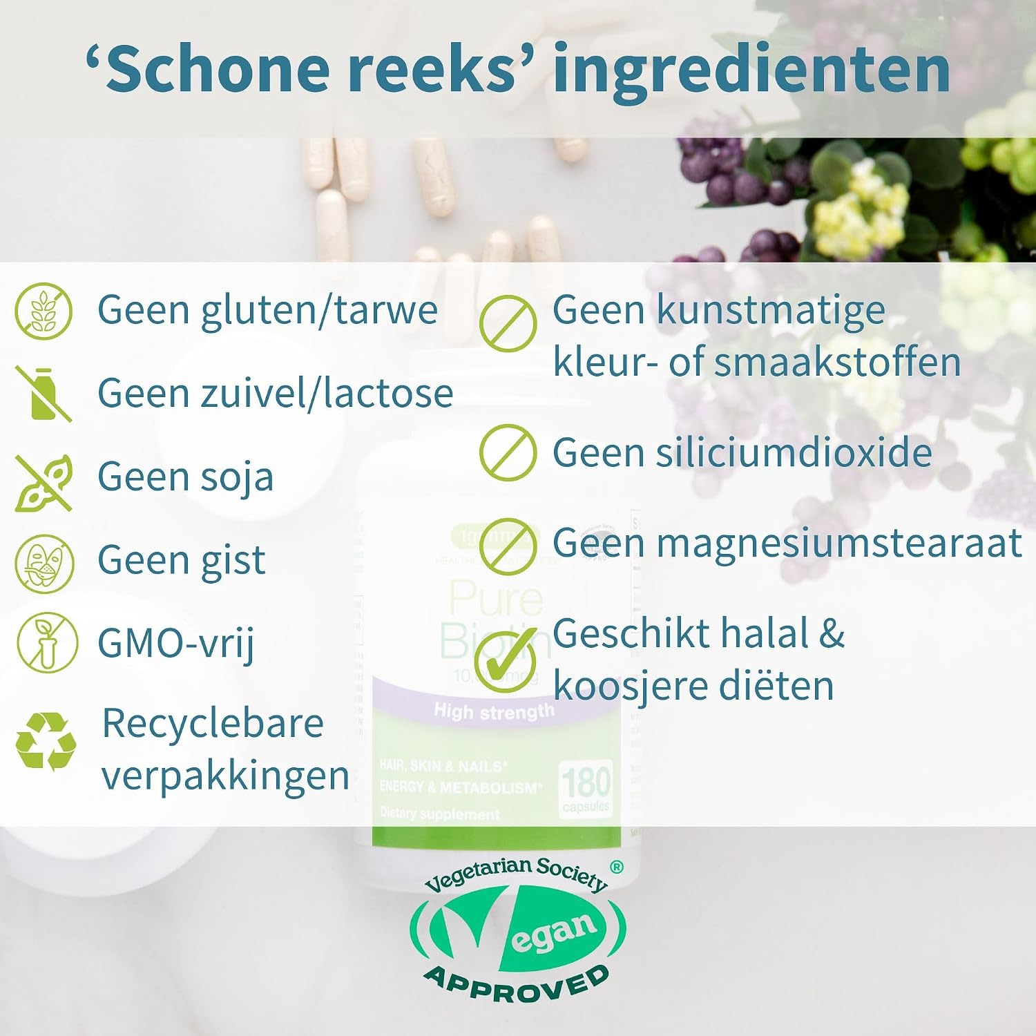 Thumbnail 3 de Igennus Clean Biotin IGN268 biotinecapsules 10.000 mcg, vegan, 180 stuks