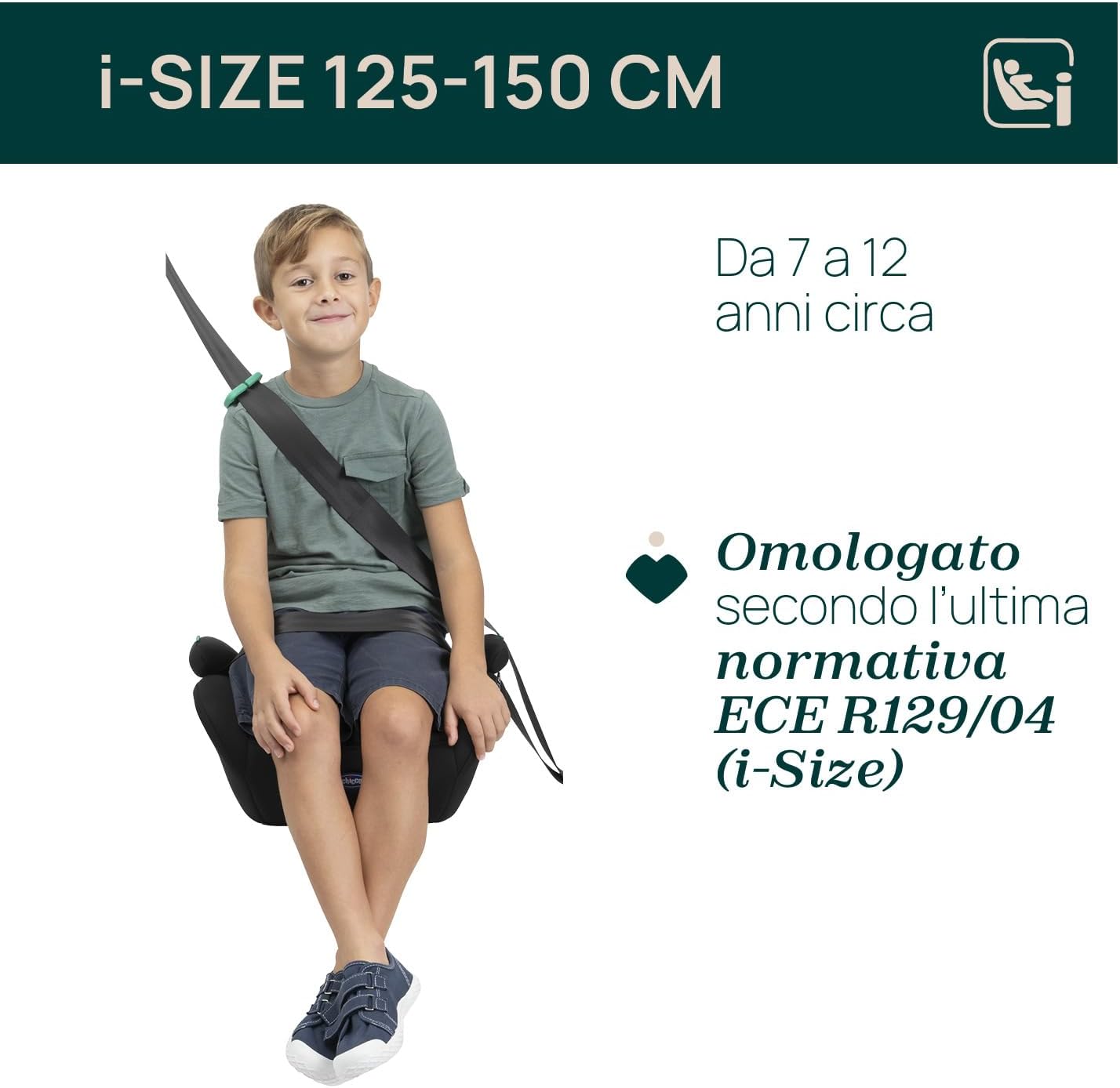 Detalle 2 de Chicco Quasar i-Size: Seggiolino Auto Gruppo 3 per bambini 126–150 cm (7–12 anni) - Nero